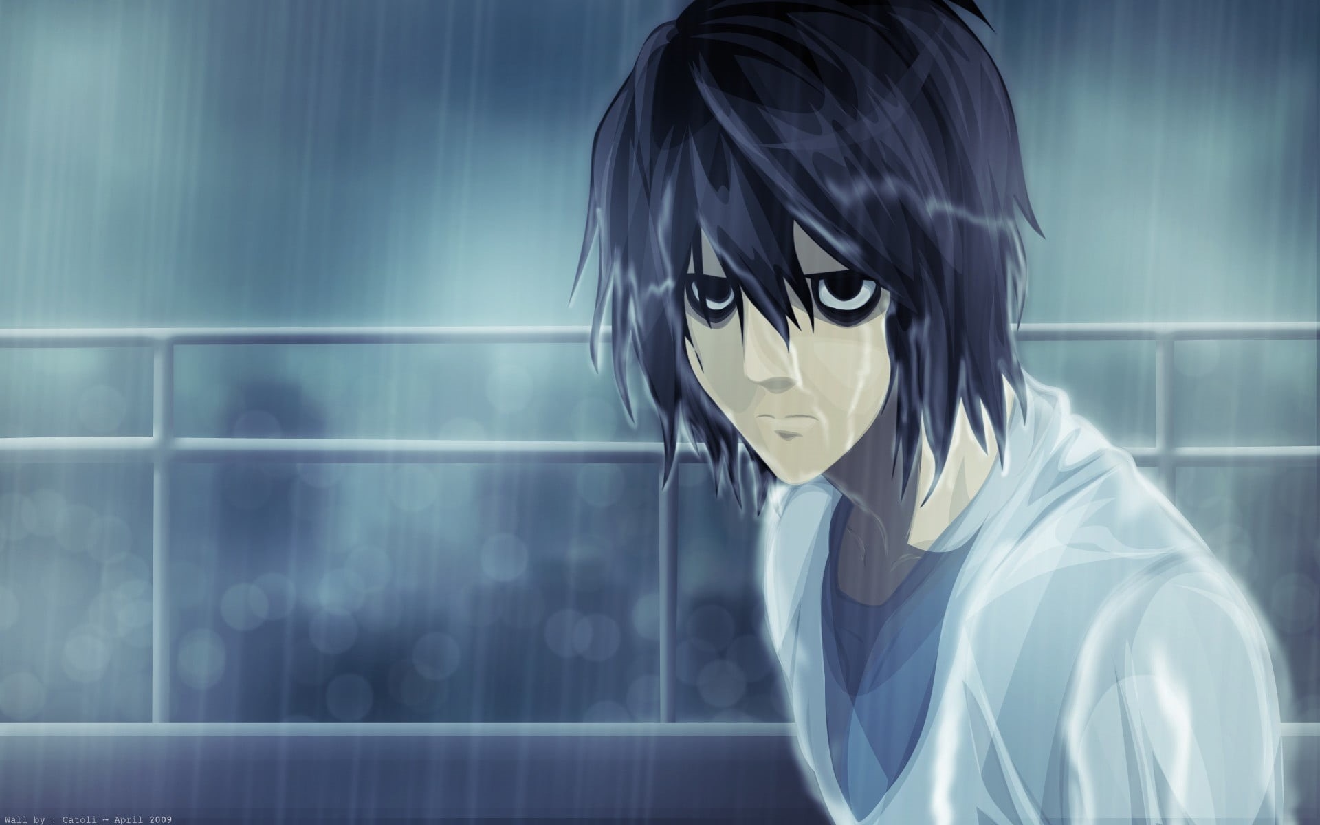 mystery, young adult, window, glass - material, young men, character, wall - building feature, hairstyle, waist up, anime boys, headshot, mask, Lawliet L, HD Wallpaper