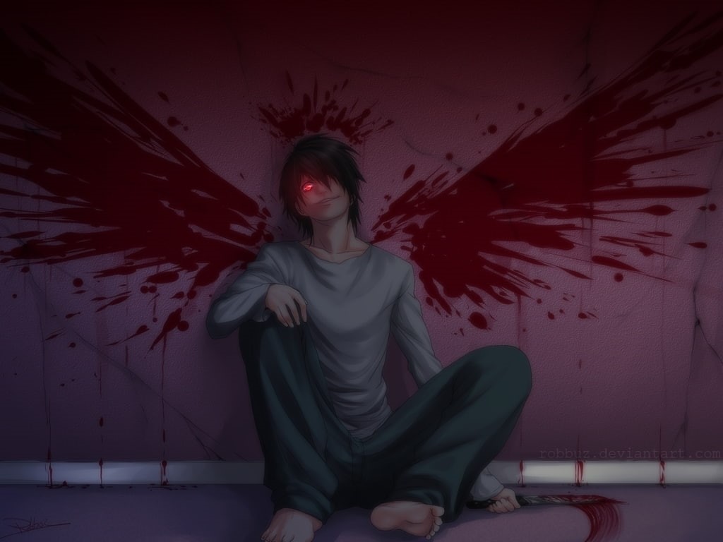 death, 480P, x, hd, l, art, death note, weapons, anime, blade, wings, note, HD Wallpaper
