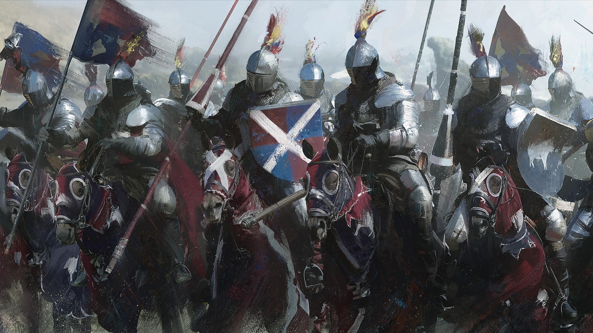 shield, medieval, colorful, Cavalry, knight, lance, armor, banner, 1080P, HD Wallpaper