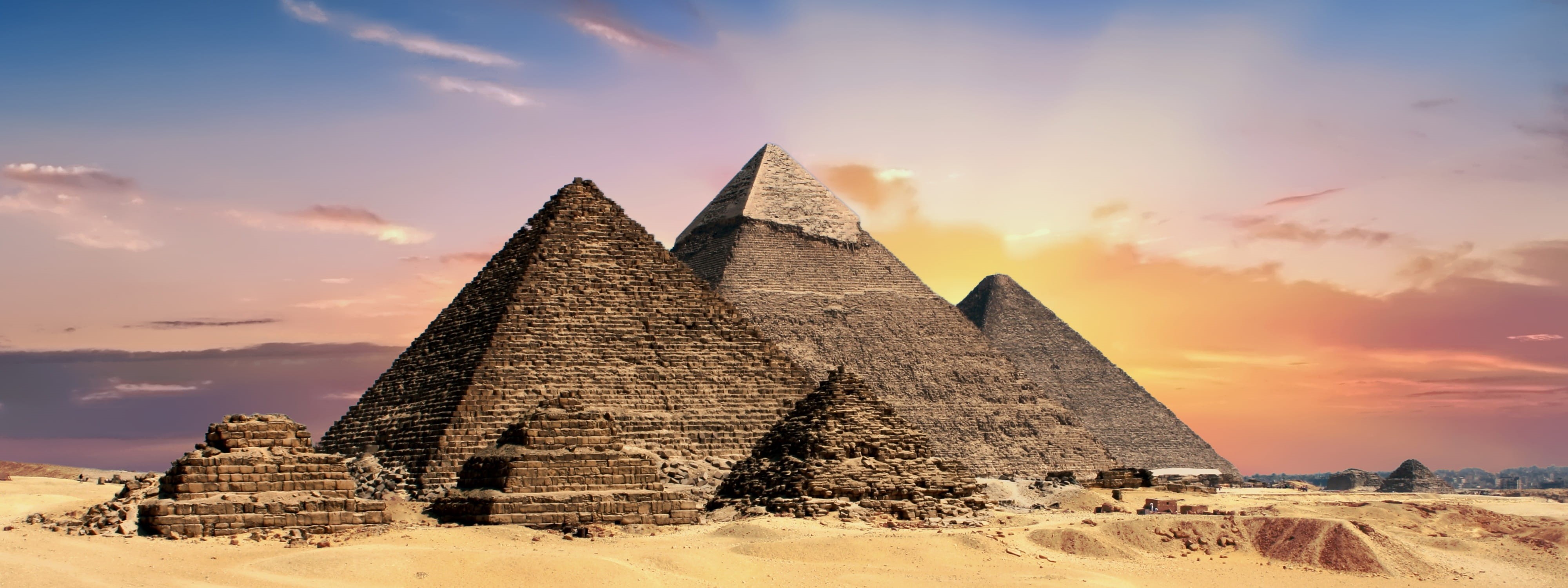 clouds, outdoors, giza, color Image, triangle shape, no People, pyramids, travel destinations, cloud - sky, tourism, gray, travel, archaeology, building Exterior, HD Wallpaper