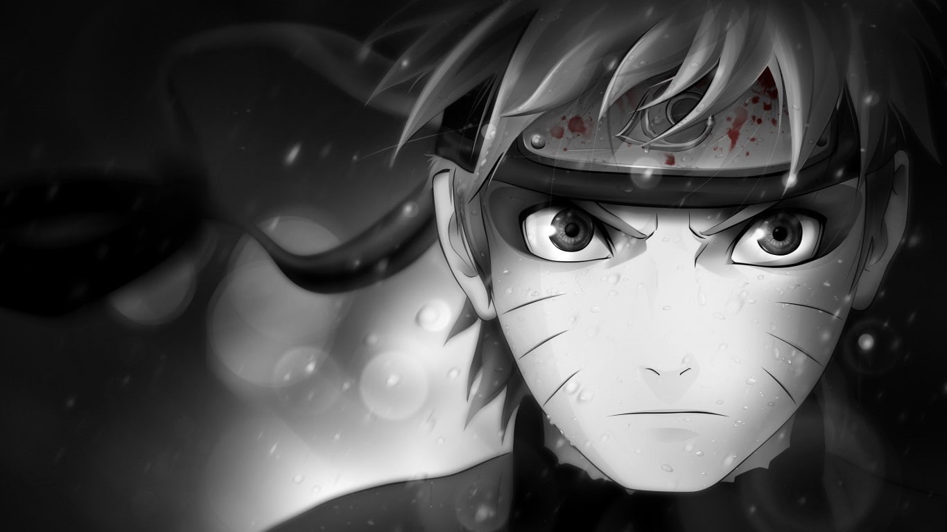 blood spatter, Naruto Shippuuden, selective coloring, bokeh, Uzumaki Naruto, anime boys, anime, 720P, HD Wallpaper