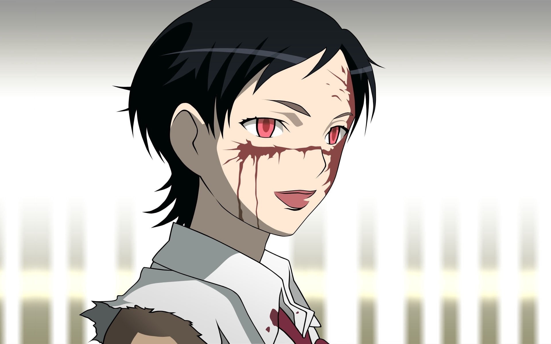 killer, 1080P, red eyes, Blood +, spot, blood spatter, Saya Otonashi, HD Wallpaper