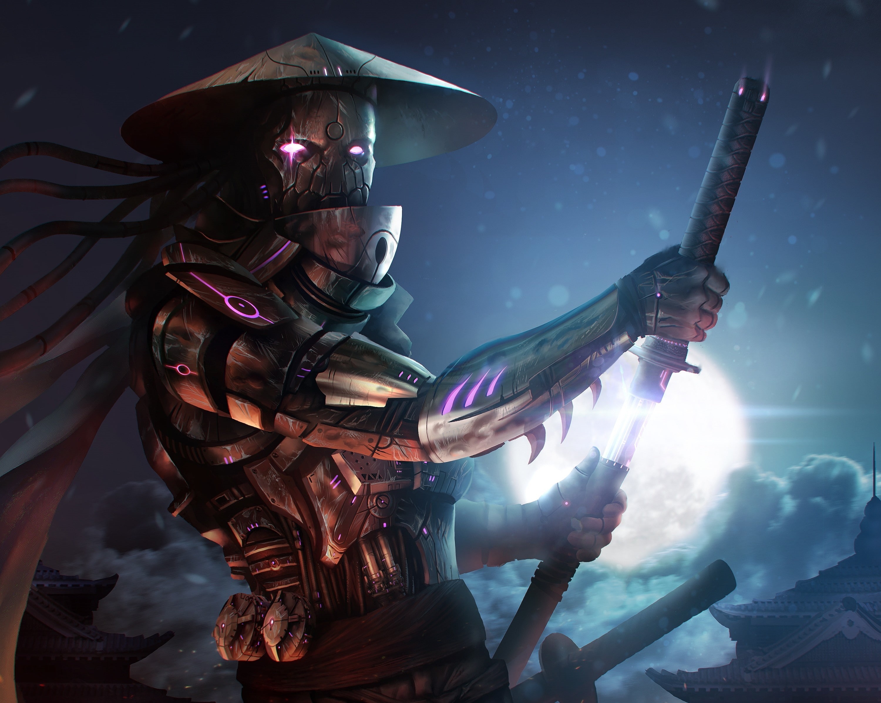 2K, katana, fantasy art, samurai, HD Wallpaper