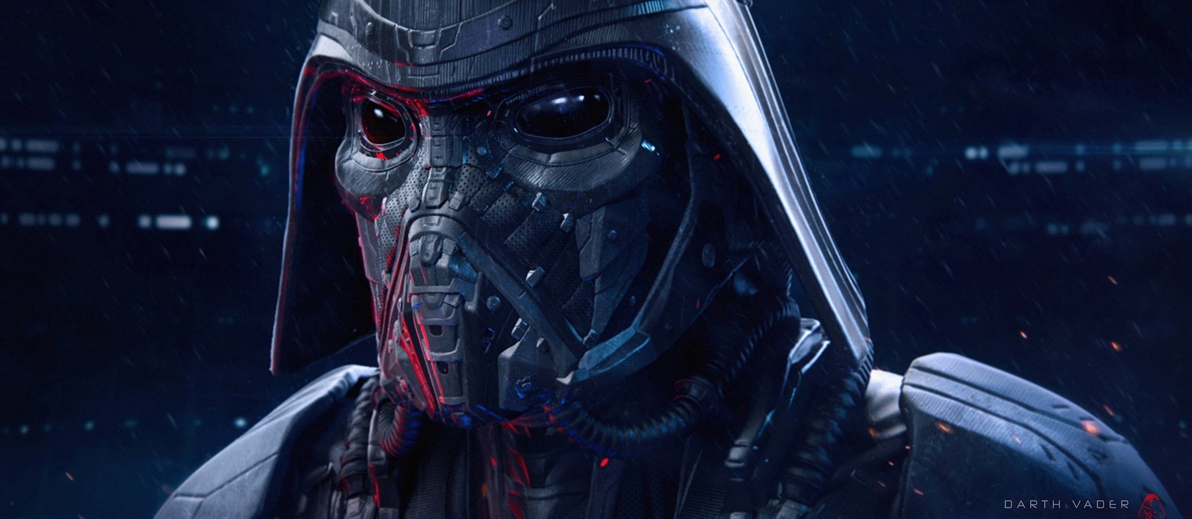 headshot, gas mask, futuristic, Star Wars, people, darth, robot, mask - disguise, men, mask, night, transportation, 1080P, portrait, star, close-up, human body part, HD Wallpaper