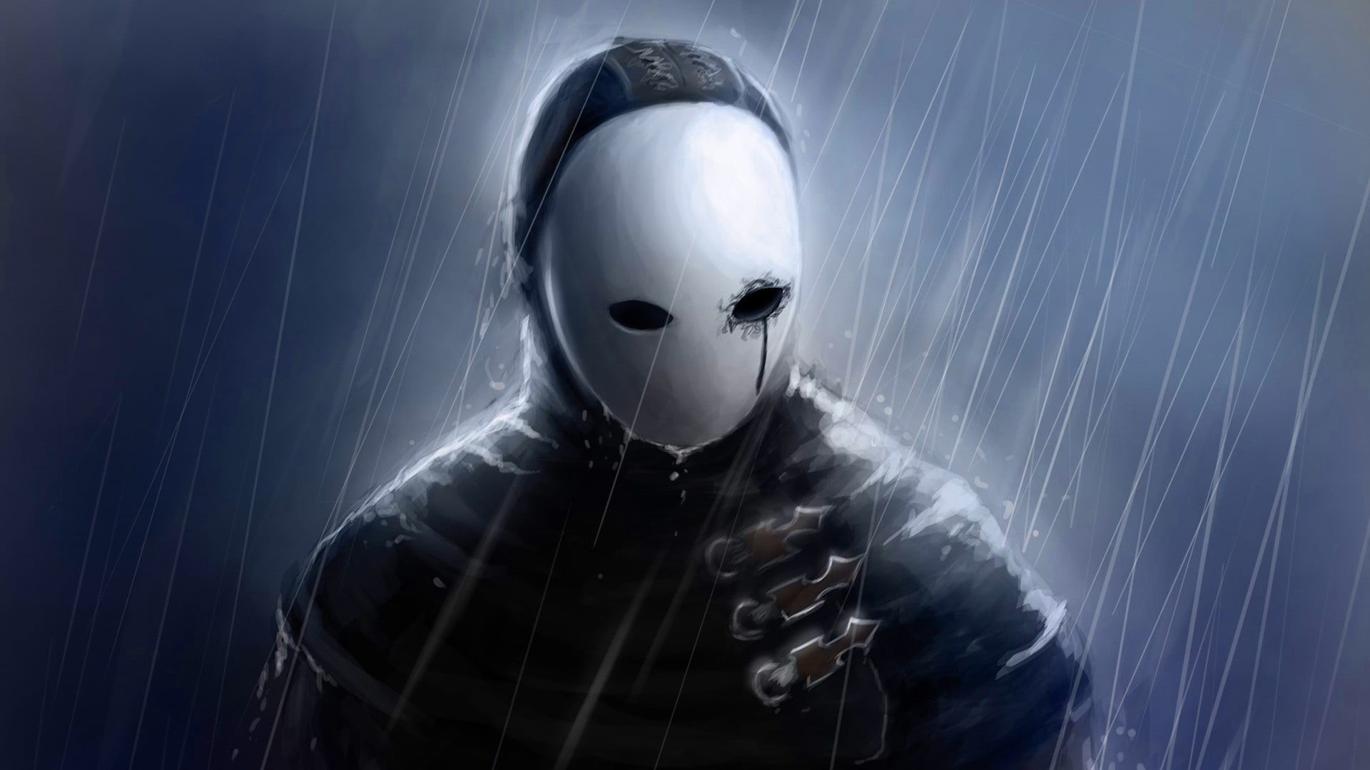 front view, people, blue, futuristic, human body part, sad, portrait, character, one Person, adult, studio shot, helmet, males, rain, white, protection, HD Wallpaper