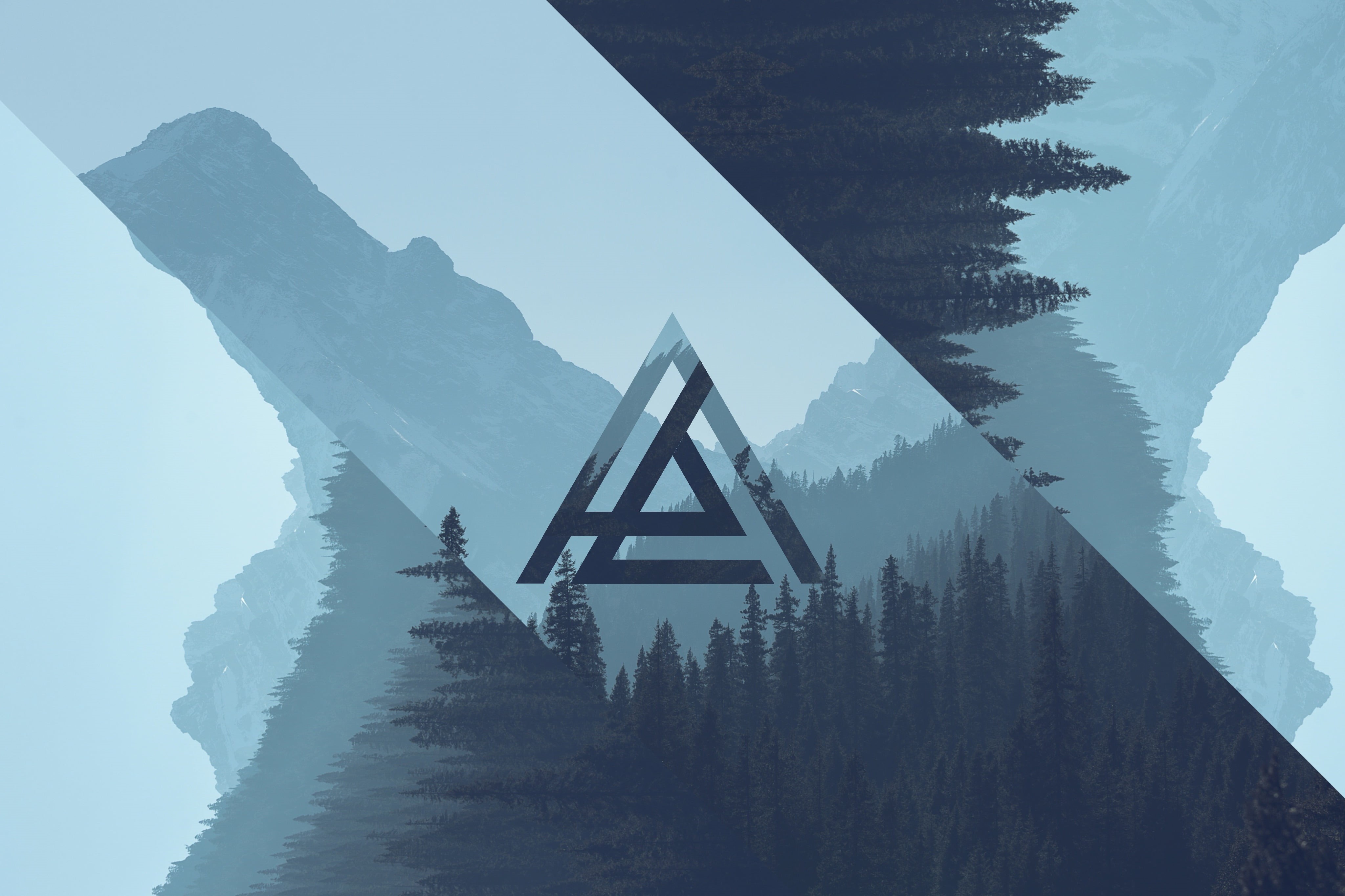 graphic design, fog, edit, outdoors, water, 4K, built structure, split, mountain range, beauty in nature, mountain, sky, scenics - nature, tranquil scene, HD Wallpaper
