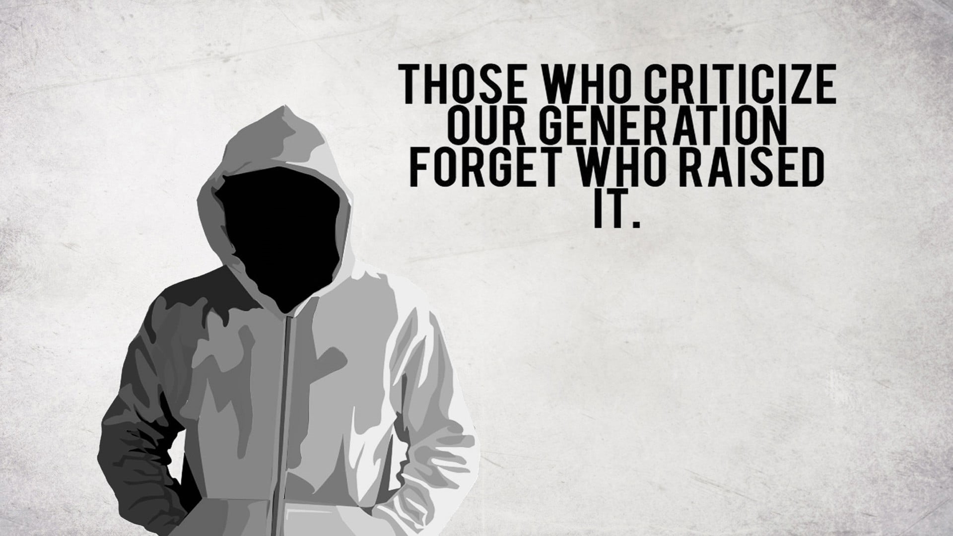 hoods, hoodie, capital letter, day, sunlight, casual clothing, gray, quote, overlay, real people, communication, non-western script, one person, 1080P, HD Wallpaper