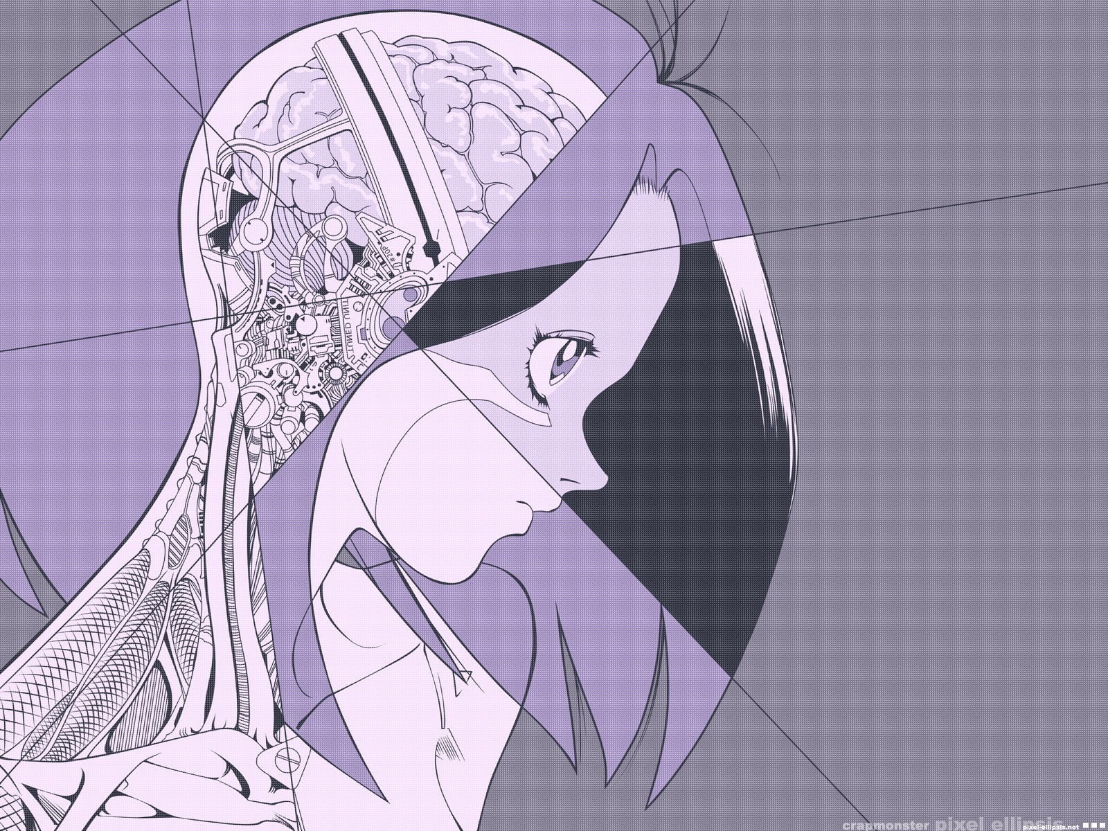 studio shot, side view, digital composite, sketch, cartoon, brain, female, women, anatomy, nature, 720P, representation, Gally, anime, outdoors, one person, HD Wallpaper
