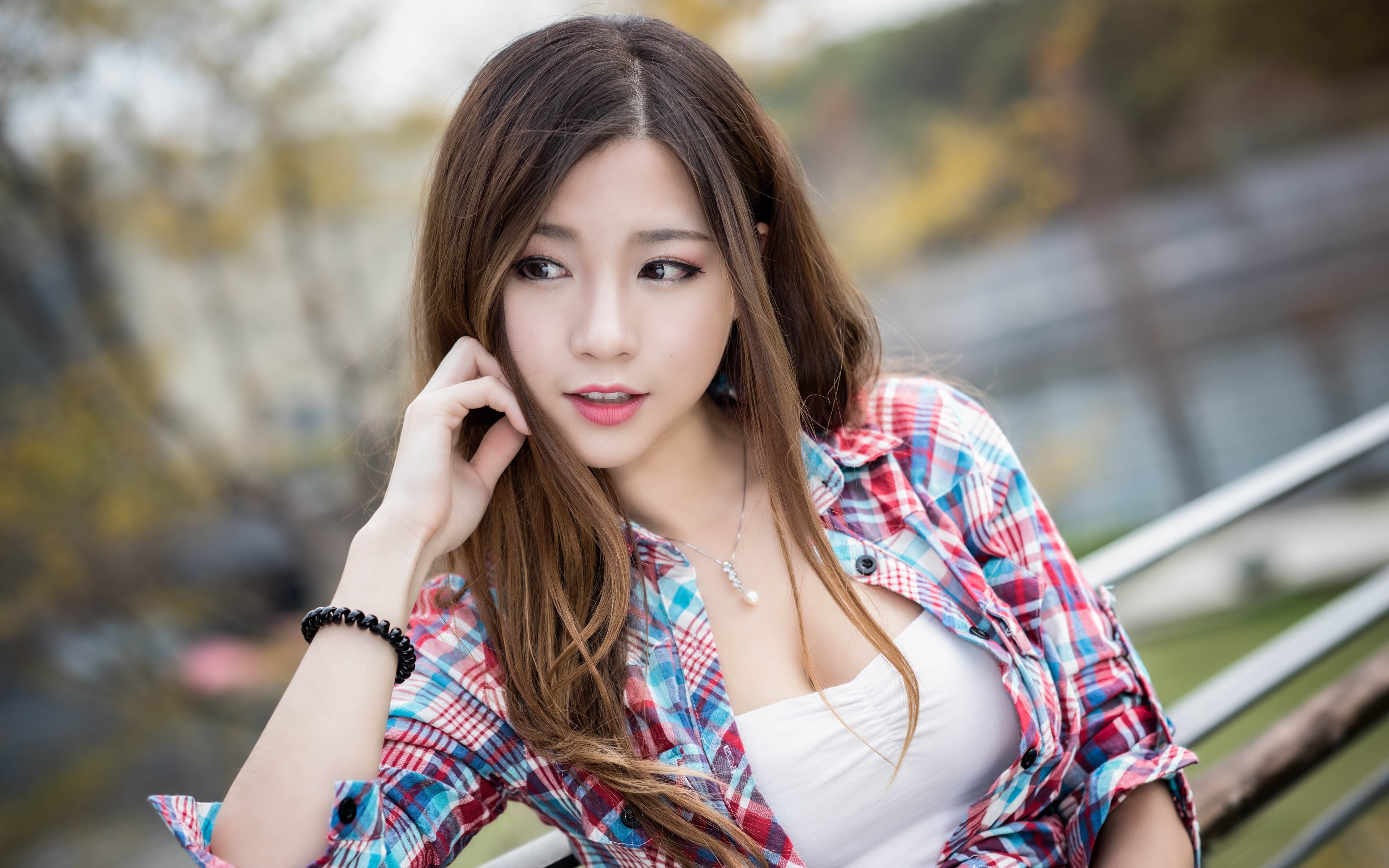 leisure activity, outdoors, hair, women, young adult, lifestyles, teenager, long hair, beautiful woman, shirt, 4K, women outdoors, adult, young women, HD Wallpaper