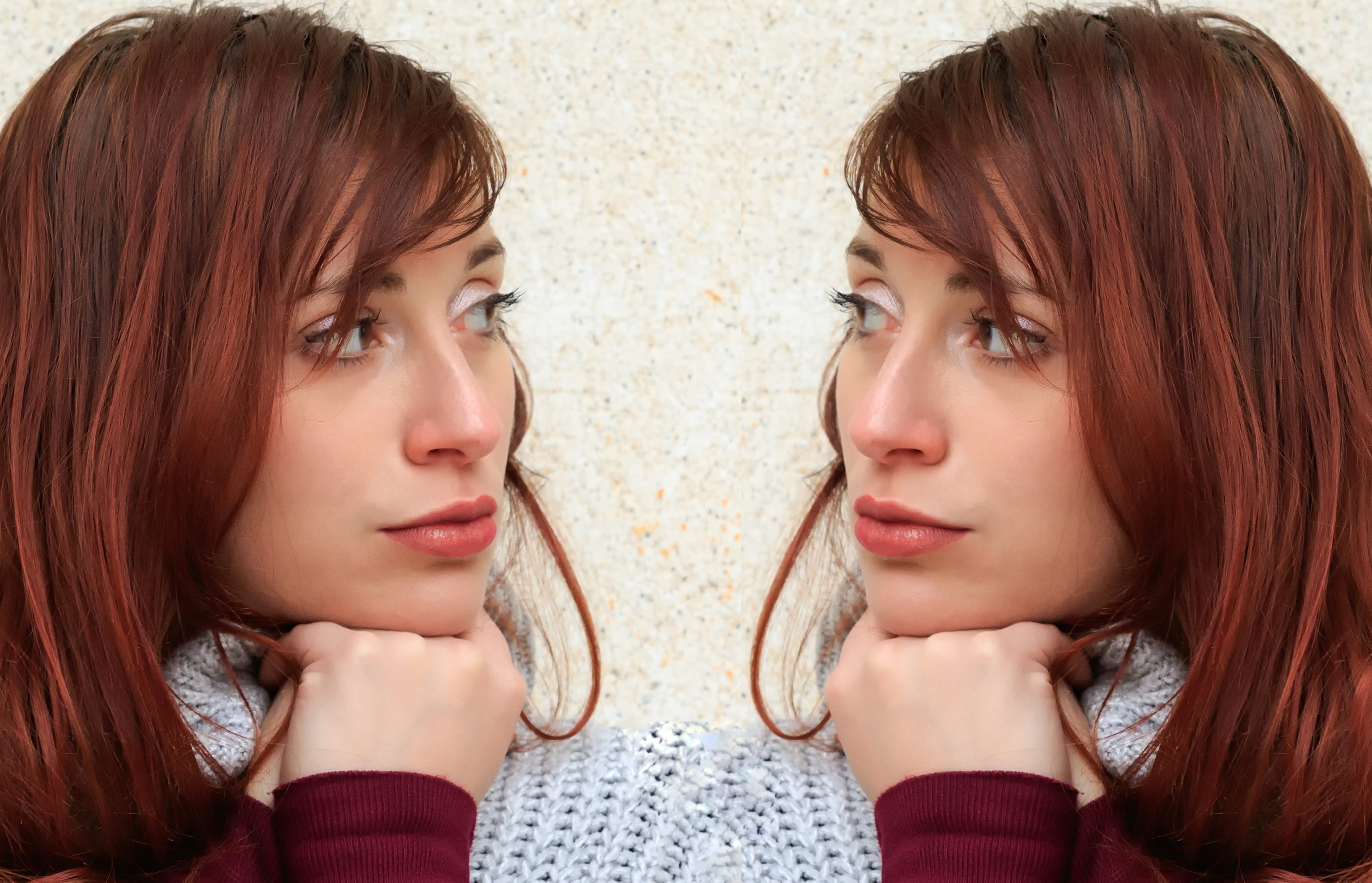 double, head, concentration, beauty, people, ideas, split personality, psychology, logic, emotion, contemplation, girls, woman, hair, human face, wearing, HD Wallpaper