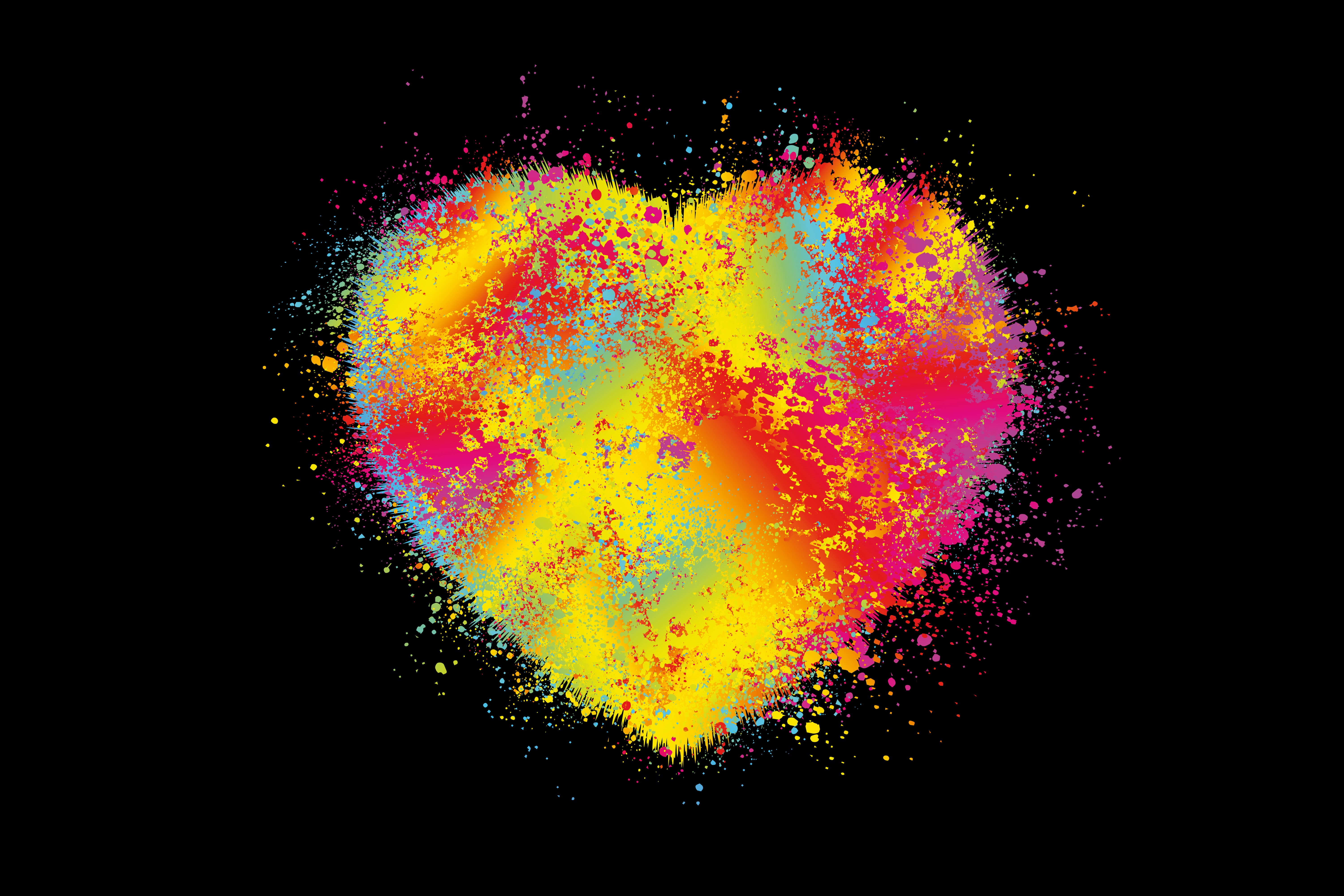 colors, vector, artwork, abstract, background, pink, 5K, heart, yellow, spray, paint, HD Wallpaper