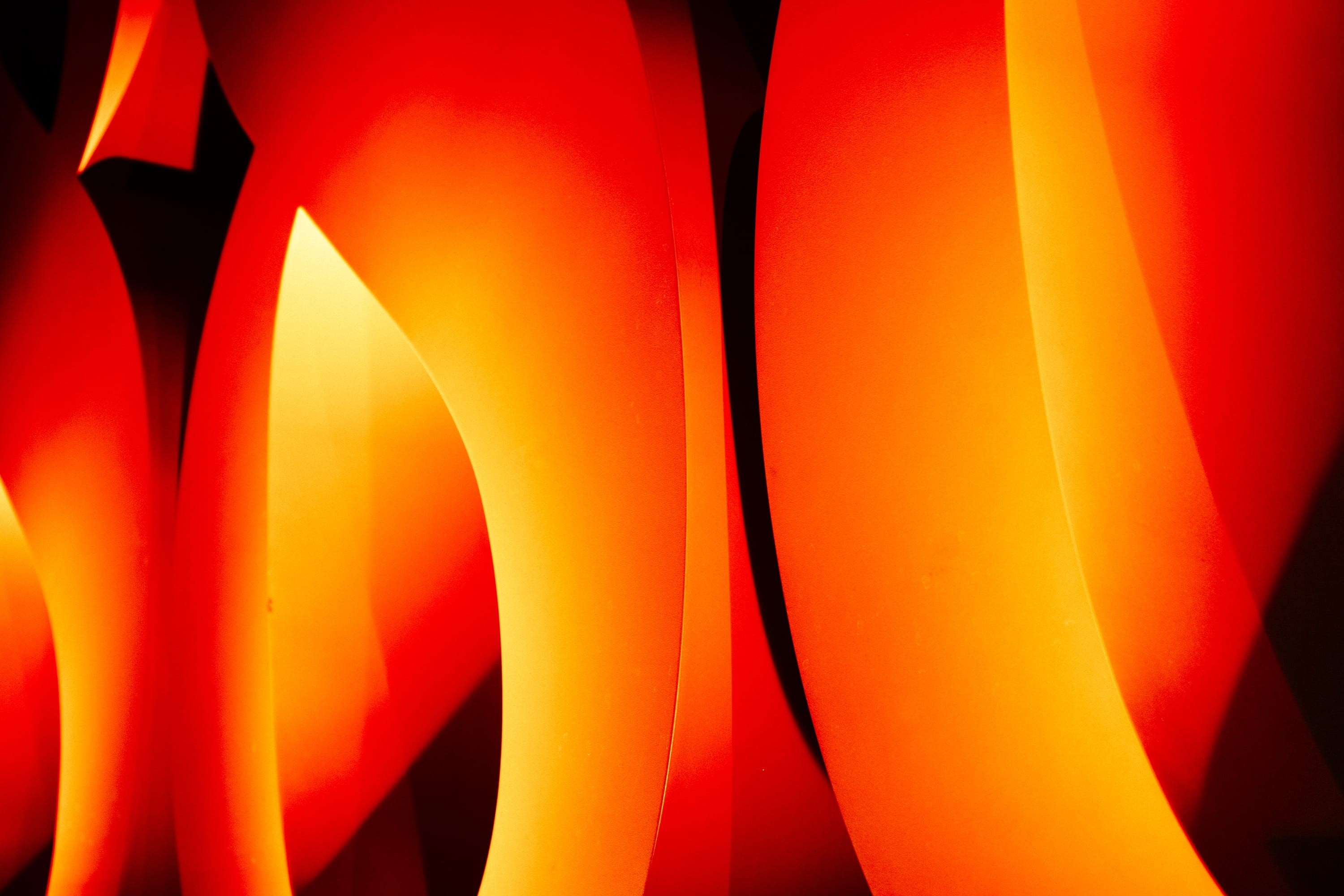 light, vibrant color, black, indoors, illuminated, backgrounds, in a row, decoration, yellow, multi colored, black background, hot, fire, close-up, 2K, HD Wallpaper