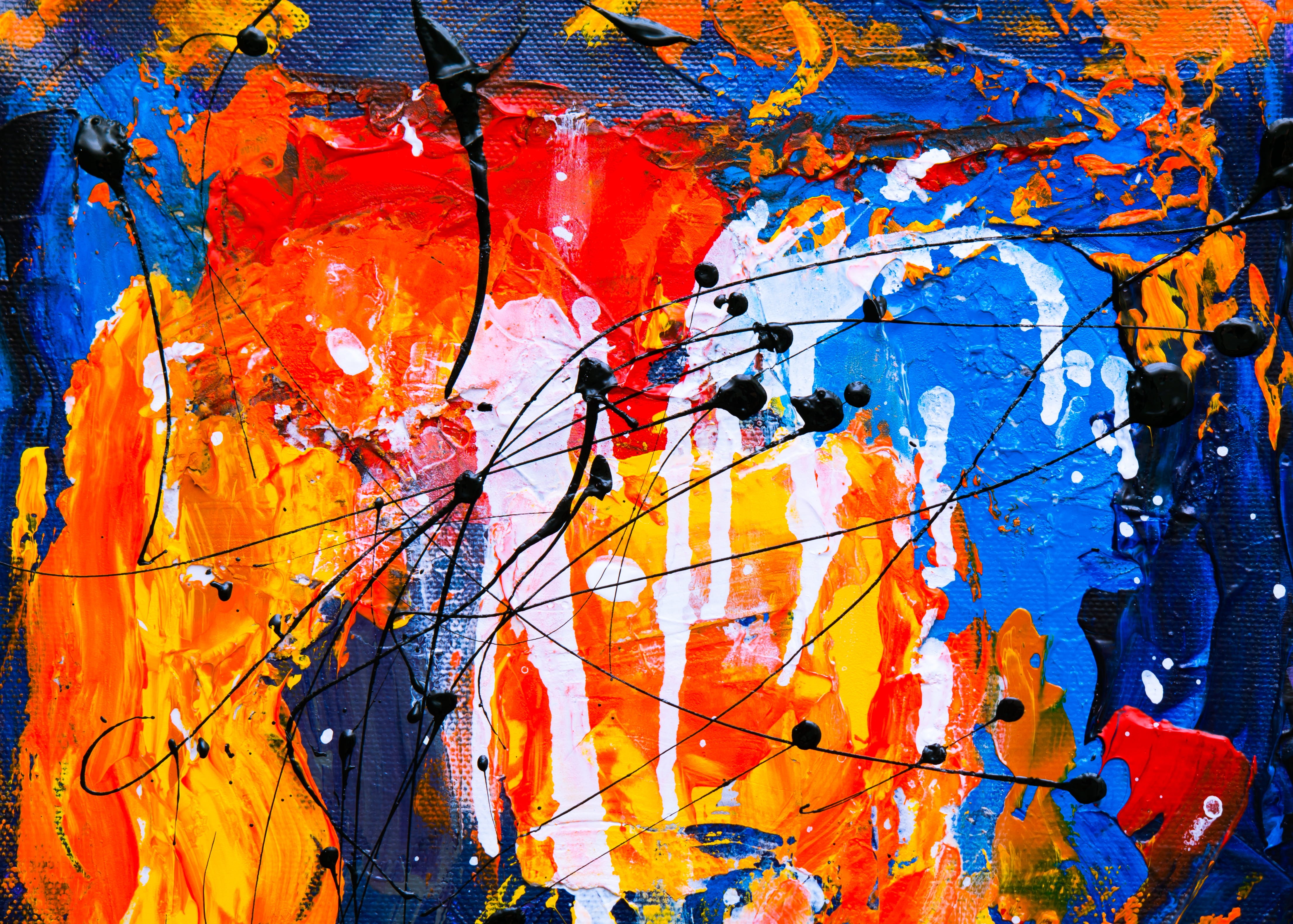 vibrant color, texture, close-up, abstract painting, contemporary art, architecture, wall art, colourful, textured, design, creative, bright, orange, building exterior, HD Wallpaper