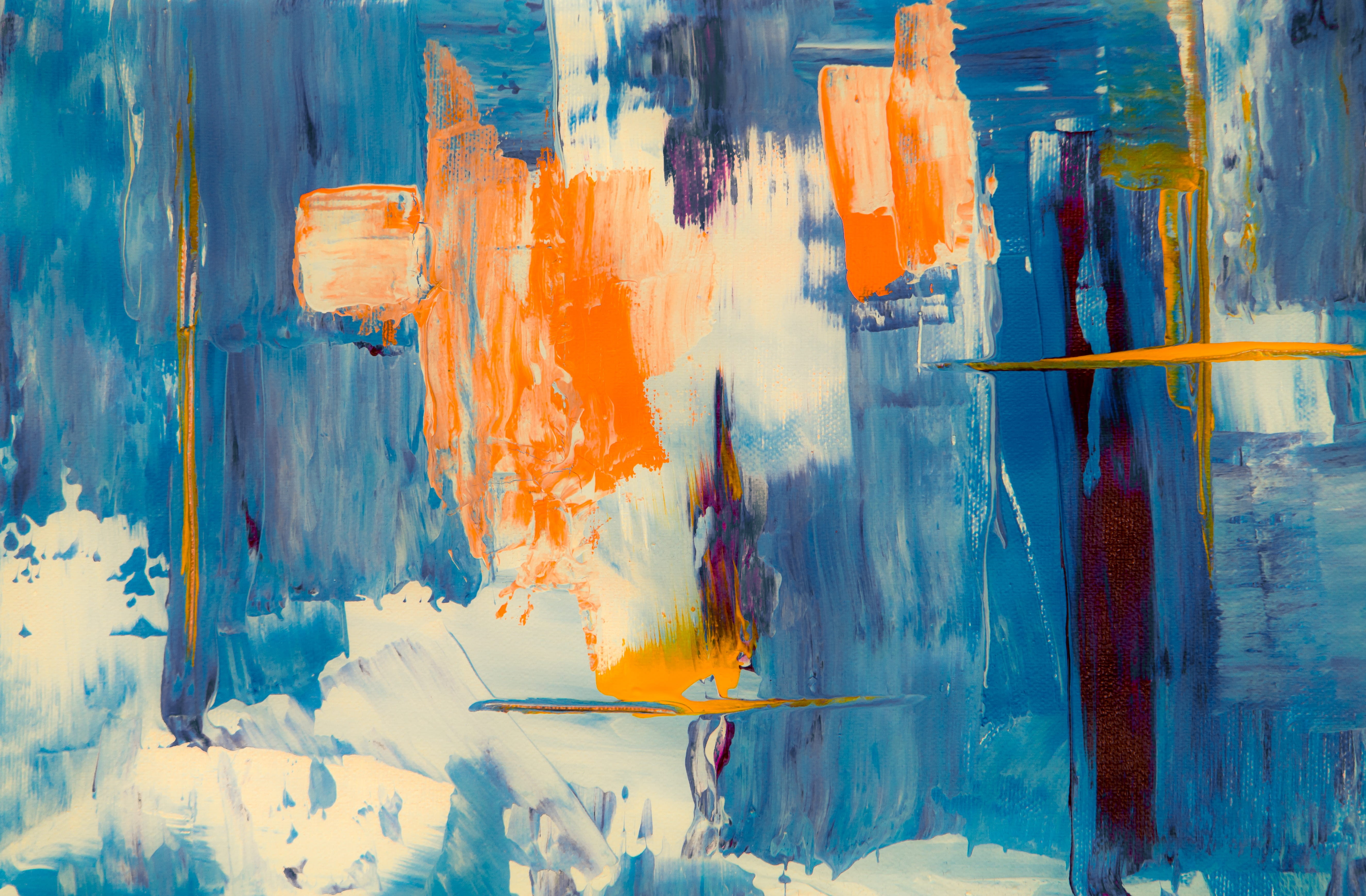 close-up, splash, 5K, orange, orange color, backgrounds, watercolor, acrylic, stain, paint, abstract, gouache, acrylic paint, no people, pattern, colorful, HD Wallpaper