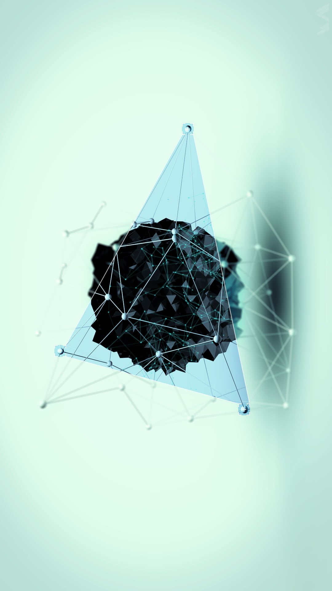 digitally Generated Image, turquoise colored, three-dimensional Shape, plexus, design, backdrop, data, spotted, cyberspace, studio shot, particle, space, Phone HD Wallpaper