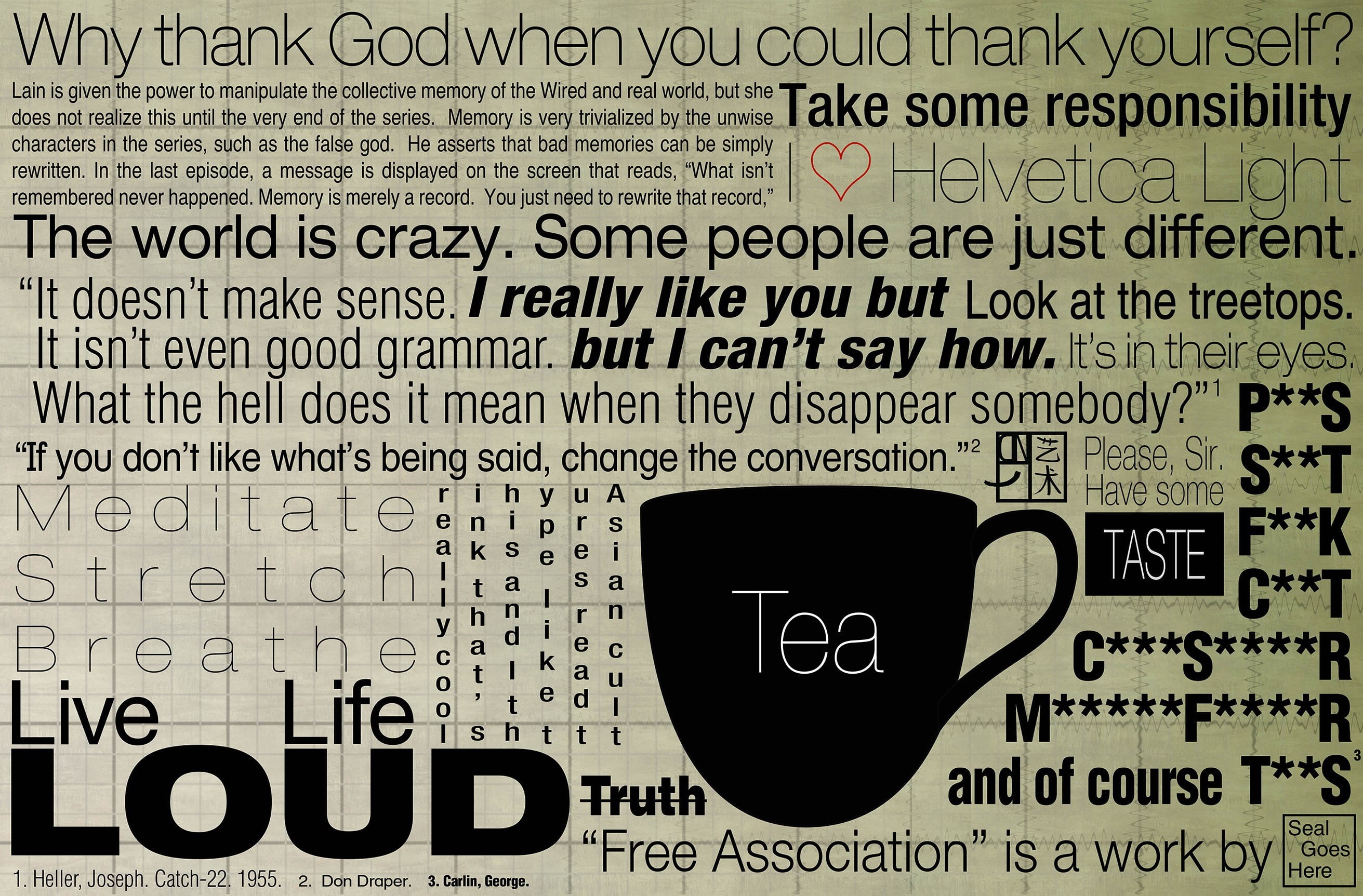 indoors, Don Draper, communication, overlay, minimalism, no people, paper, full frame, 2K, George Carlin, association, tea, background, western script, HD Wallpaper