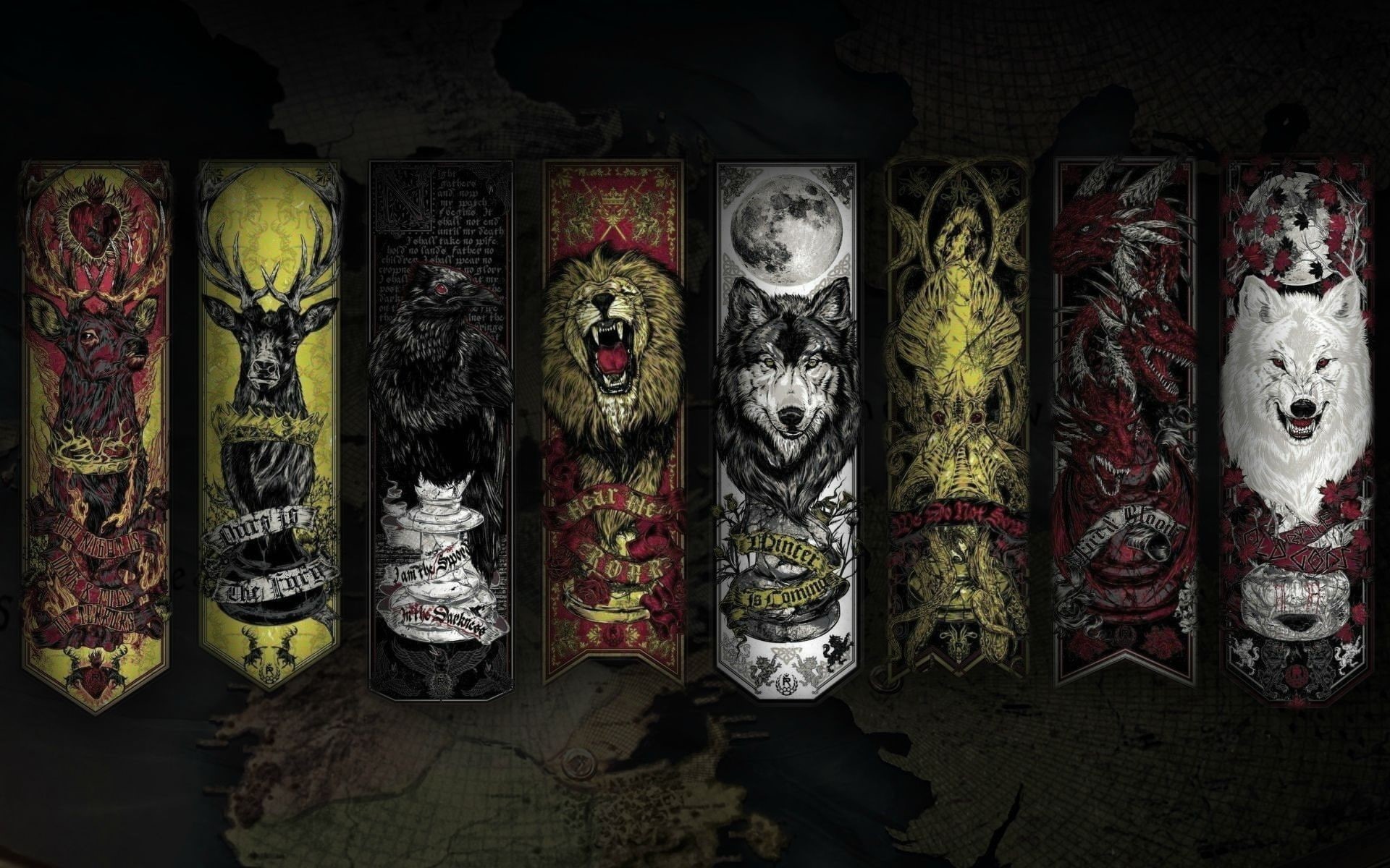 1080P, a song of ice and fire winter is coming house stark house lannister house baratheon quote stags lion wolf game of thrones sigils house targaryen, HD Wallpaper