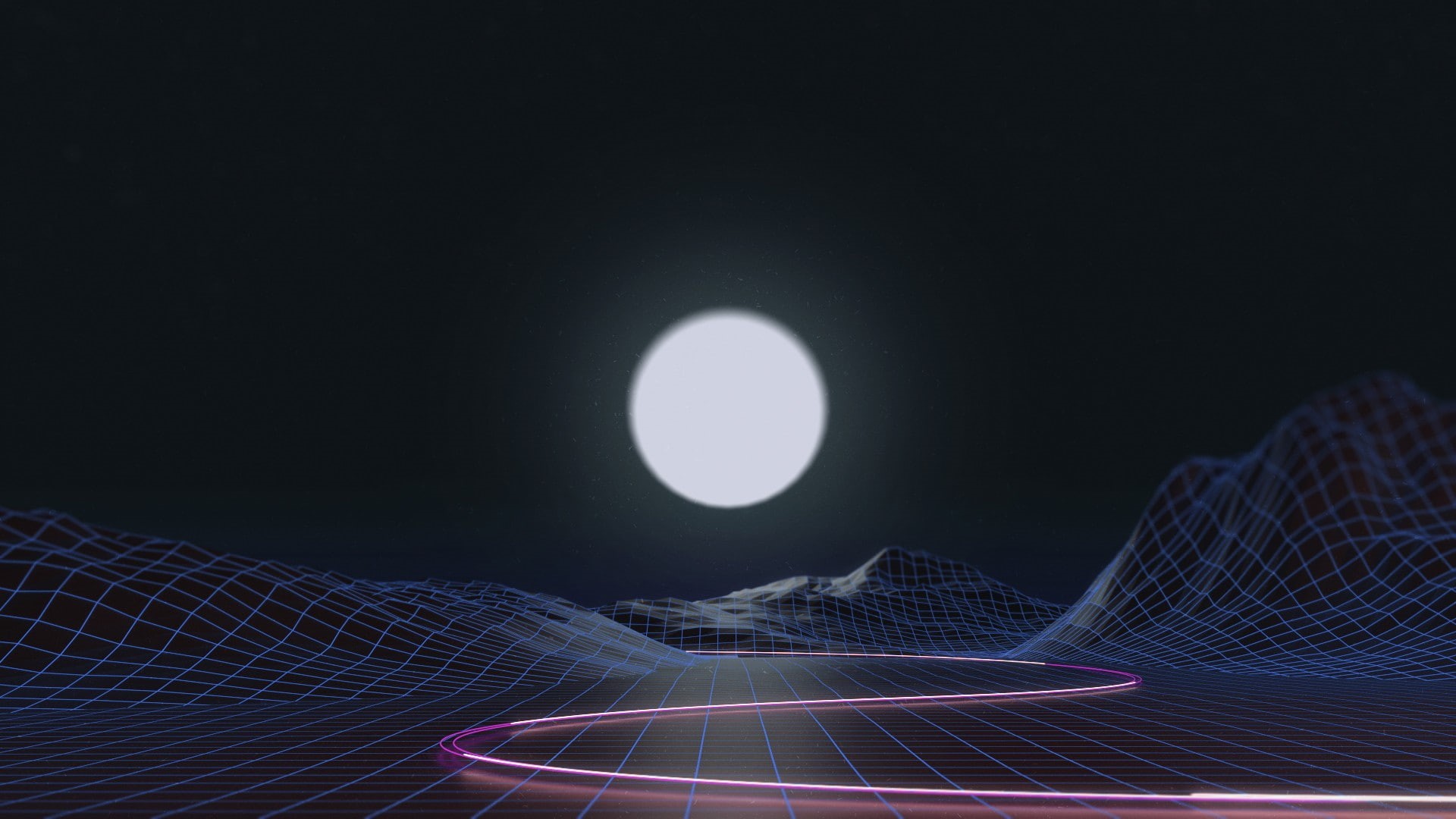 wireframe, vaporwave, 1080P, HD Wallpaper