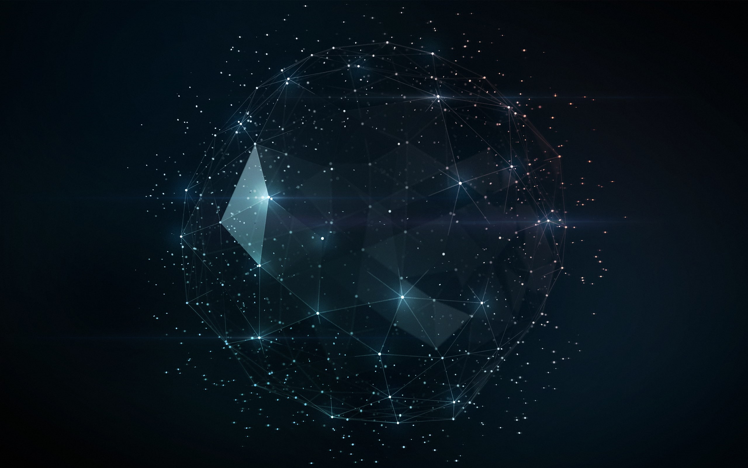 poly, low poly, digital art, stars, 2K, abstract, wireframe, star trails, HD Wallpaper