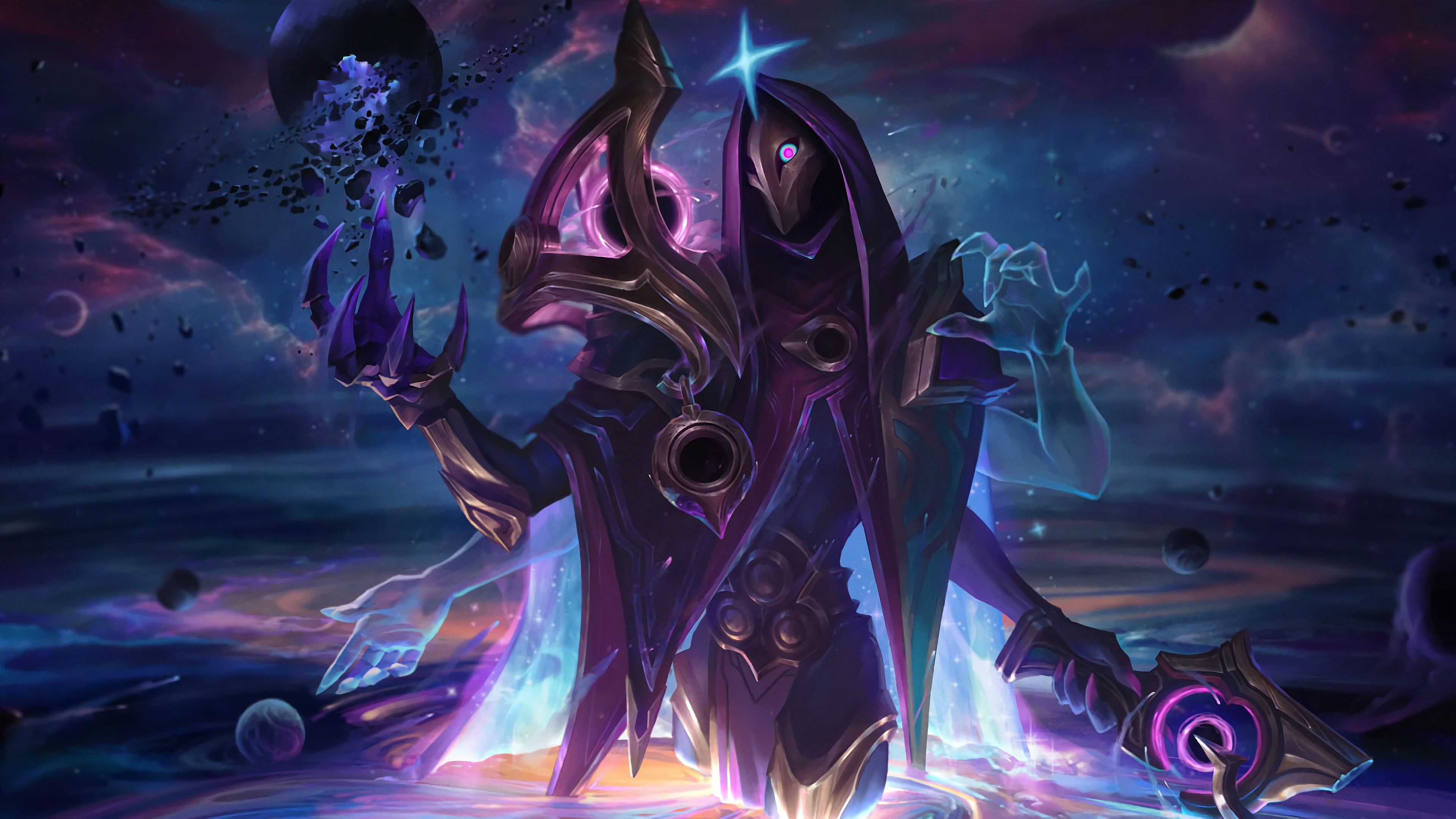 digital, artwork, Video Game Art, space, planet, games art, Jhin (League of Legends), paint splash, magic, video games, digital art, 4K, League of Legends, HD Wallpaper
