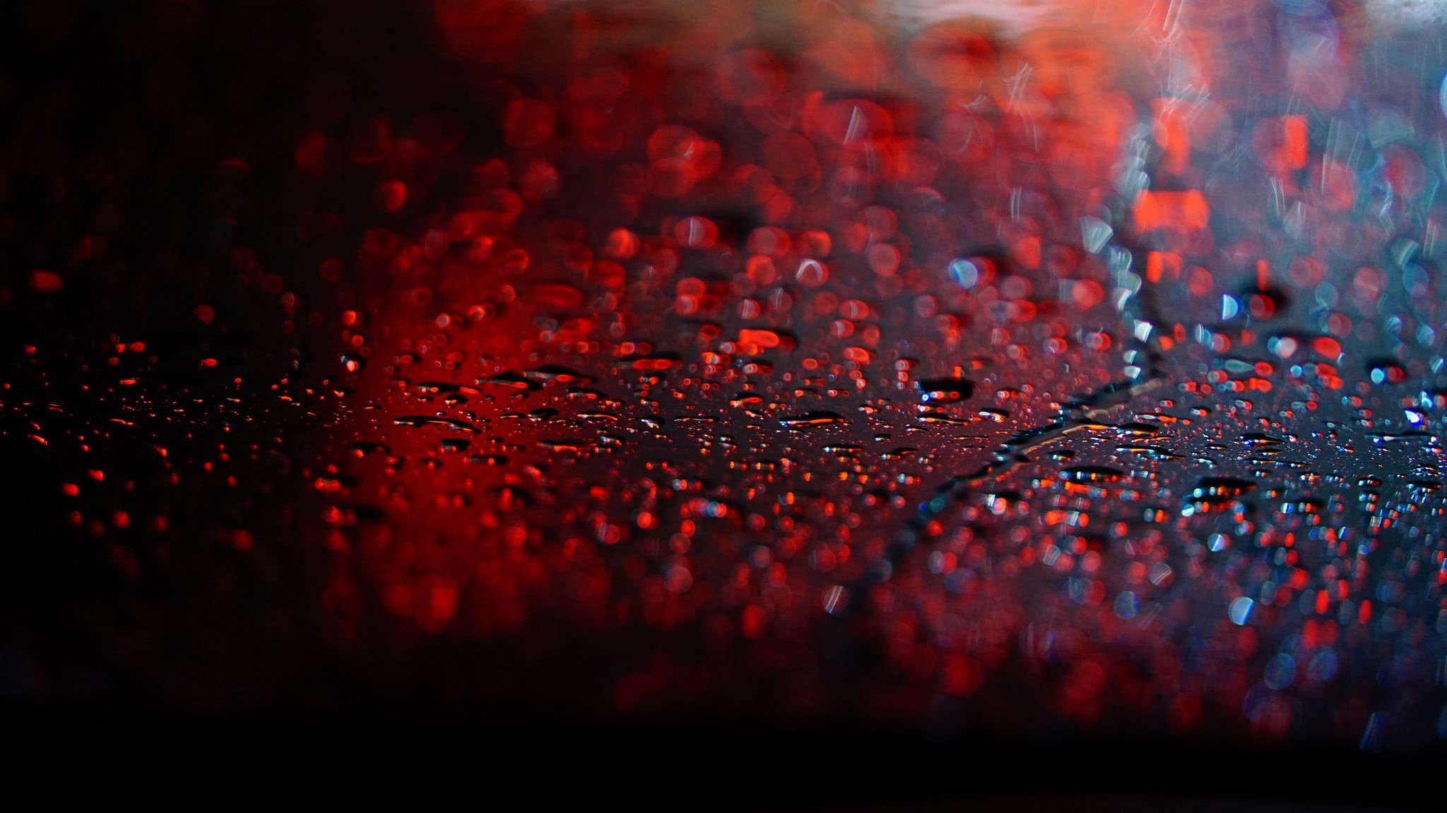textured, full frame, city, backgrounds, bokeh, depth of field, no people, water, red, selective focus, close-up, wet, painting, raindrop, black, drop, HD Wallpaper