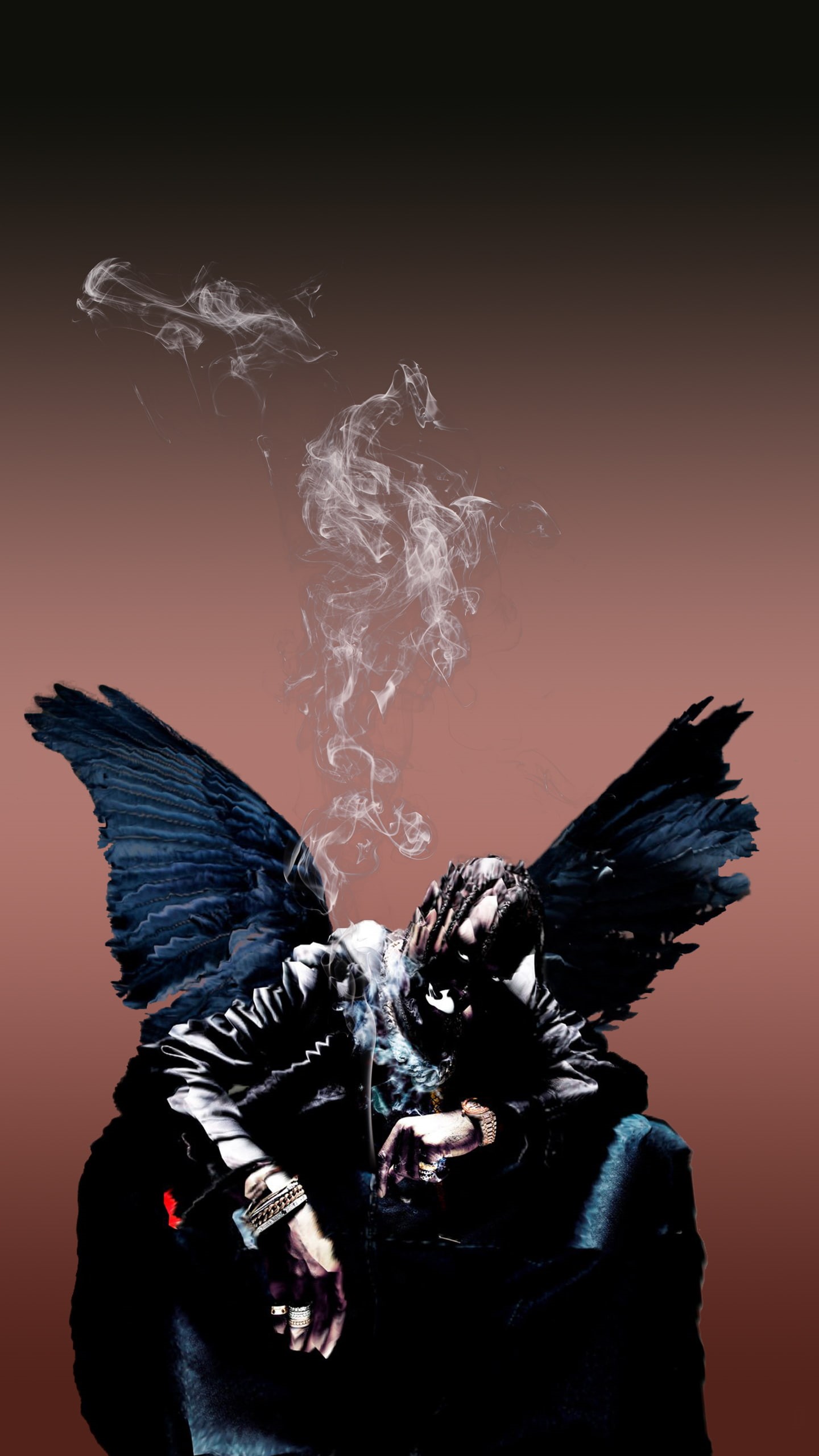 studio shot, adult, black color, beautiful woman, women, Travis Scott, Hip Hop, human face, 2K, smoke - physical structure, colored background, one person, Phone HD Wallpaper