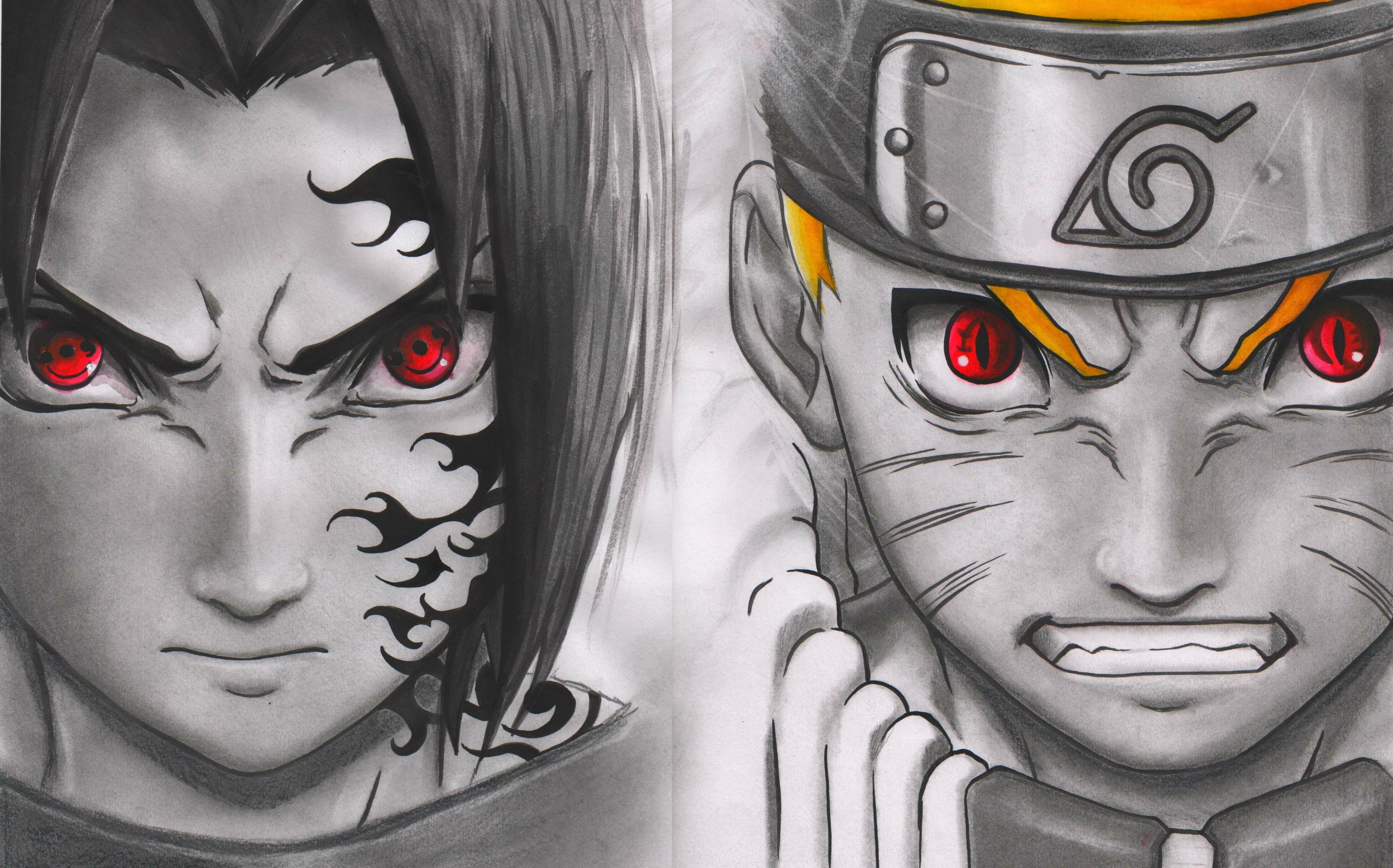 chakra, hitaiate, to themselves d Luffy, jinchuuriki, shinobi, ninja, kyuubi, kinjutsu, Naruto, 4K, seal, change tomoe, sketch, Uzumaki Naruto, Uchiha Sasuke, HD Wallpaper