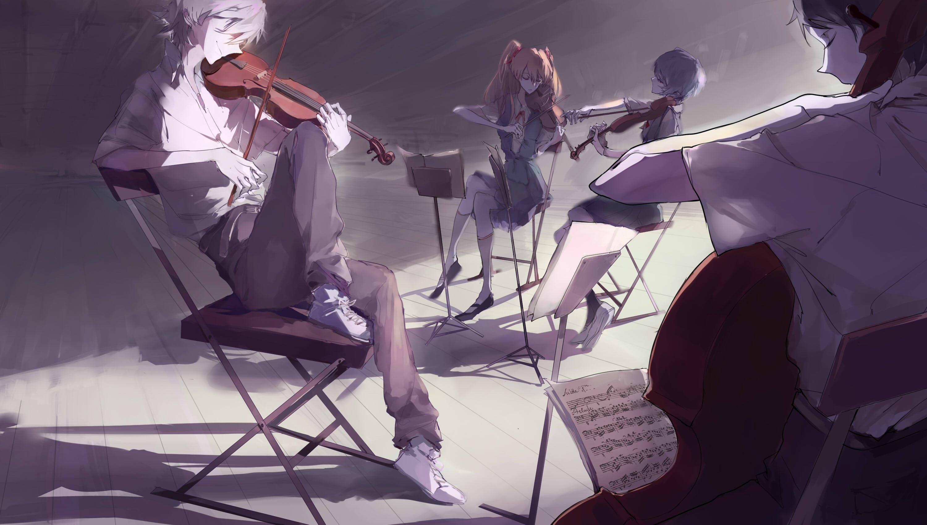 artist, lifestyles, day, event, musician, Ikari Shinji, anime, characters, togetherness, arts culture and entertainment, instrument, seat, playing, musical instrument, HD Wallpaper