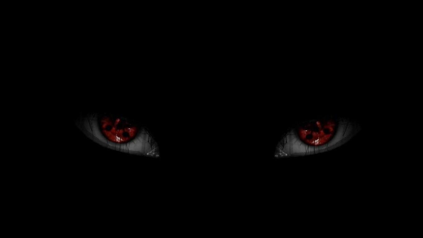 Naruto Shippuuden, black background, Sharingan, Uchiha Itachi, minimalism, anime, red eyes, eyes, 720P, HD Wallpaper