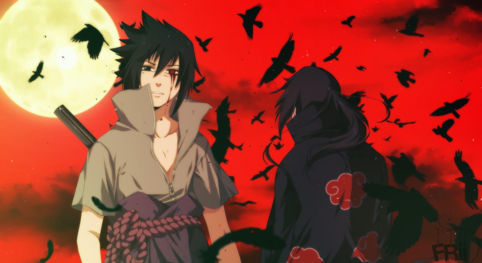 Naruto, 1080P, Sasuke Uchiha, Itachi Uchiha, HD Wallpaper