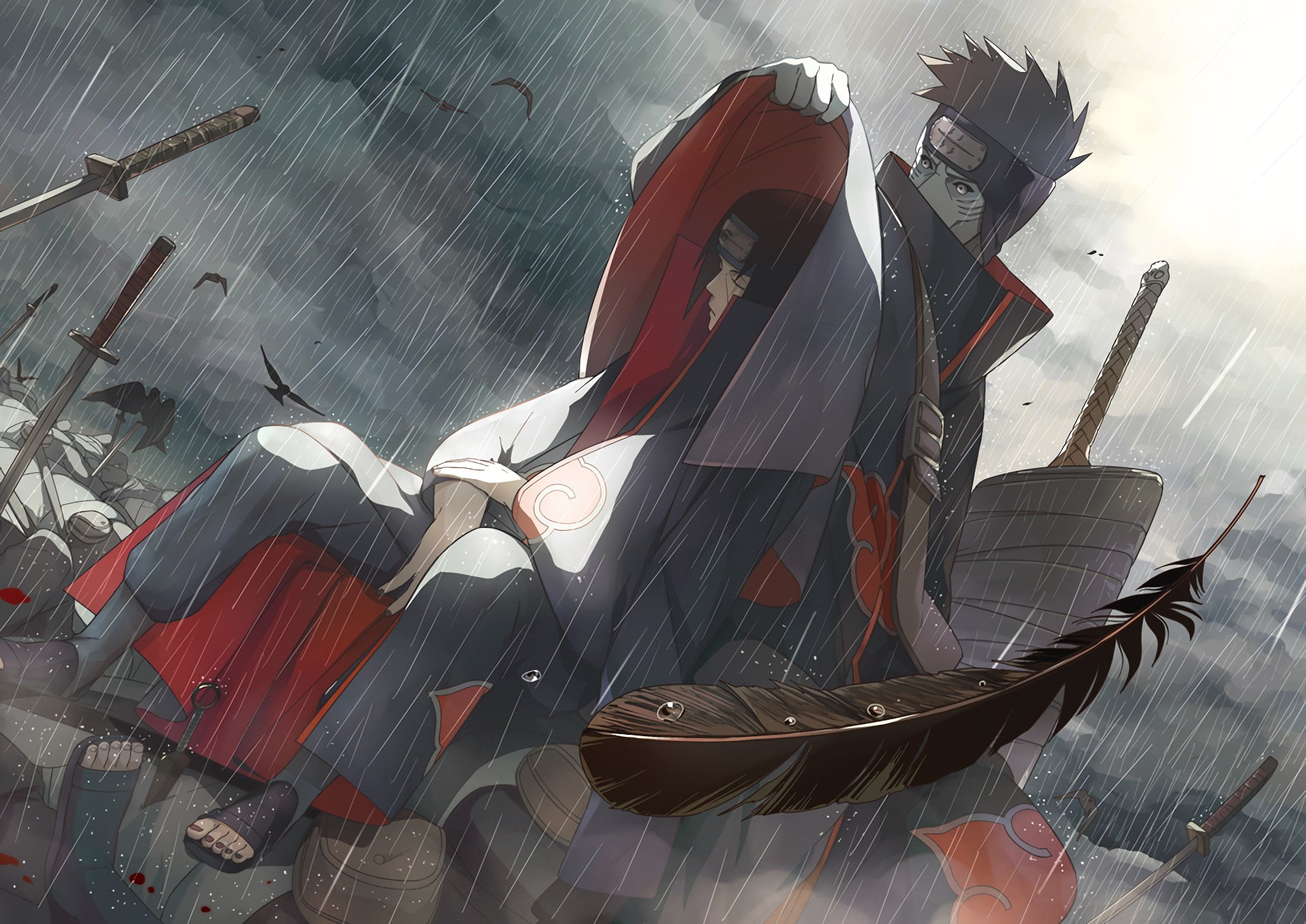 Akatsuki, Naruto Shippuuden, 1080P, rain, Uchiha Itachi, Hoshigaki Kisame, HD Wallpaper