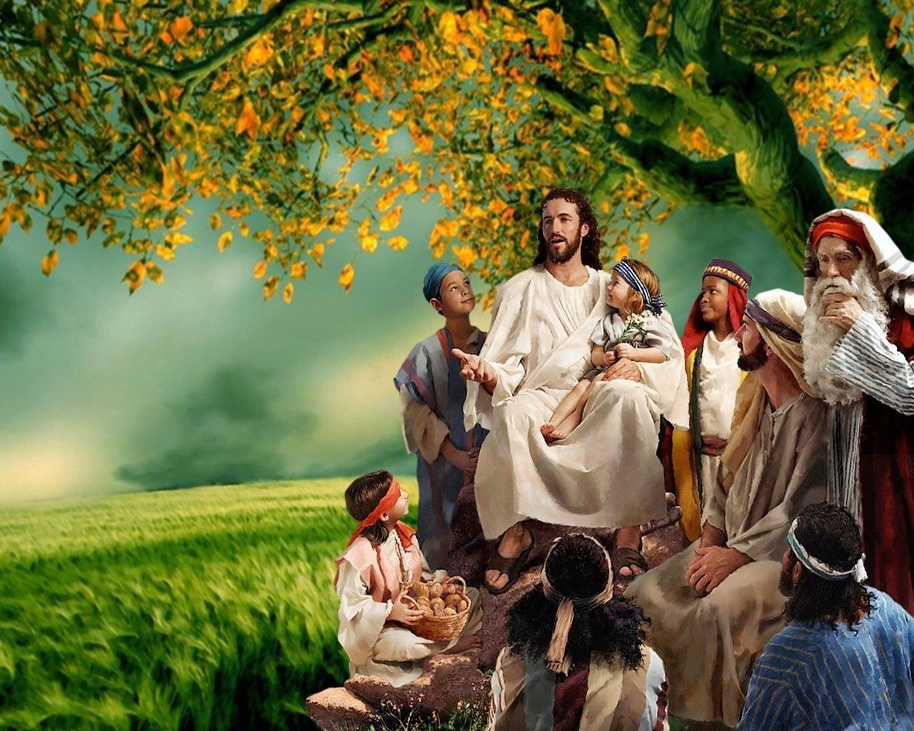 Religious, lap, 720P, Jesus, child, christ, carrying, painting, HD Wallpaper