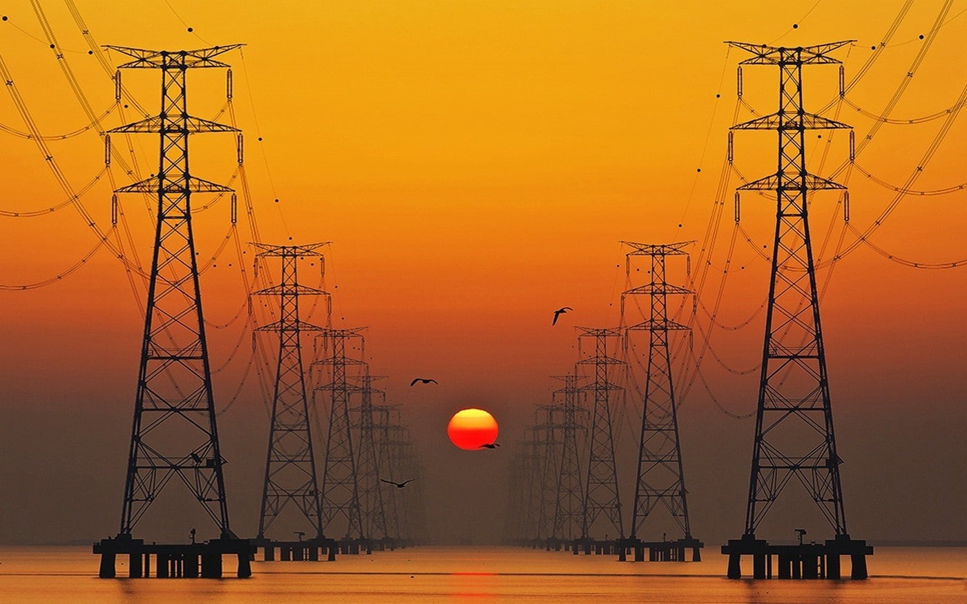 utility pole, fuel and power generation, tower, tranquility, no people, environment, lake, climate, complexity, outdoors, electricity pylon, nature, red, HD Wallpaper