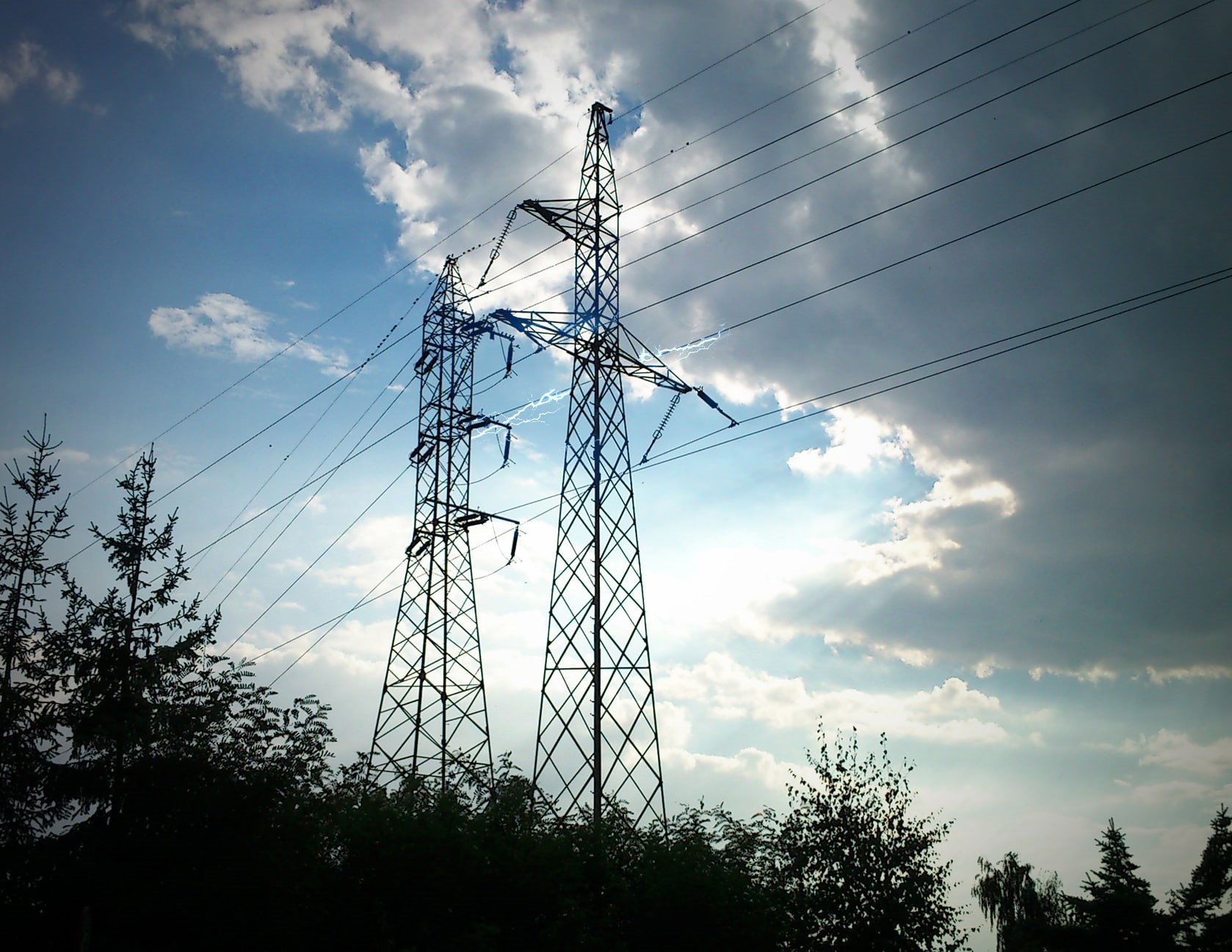 electrical equipment, sky, 720P, technology, no people, electricity, nature, power line, tree, high voltage, utility pole, connection, complexity, power supply, HD Wallpaper