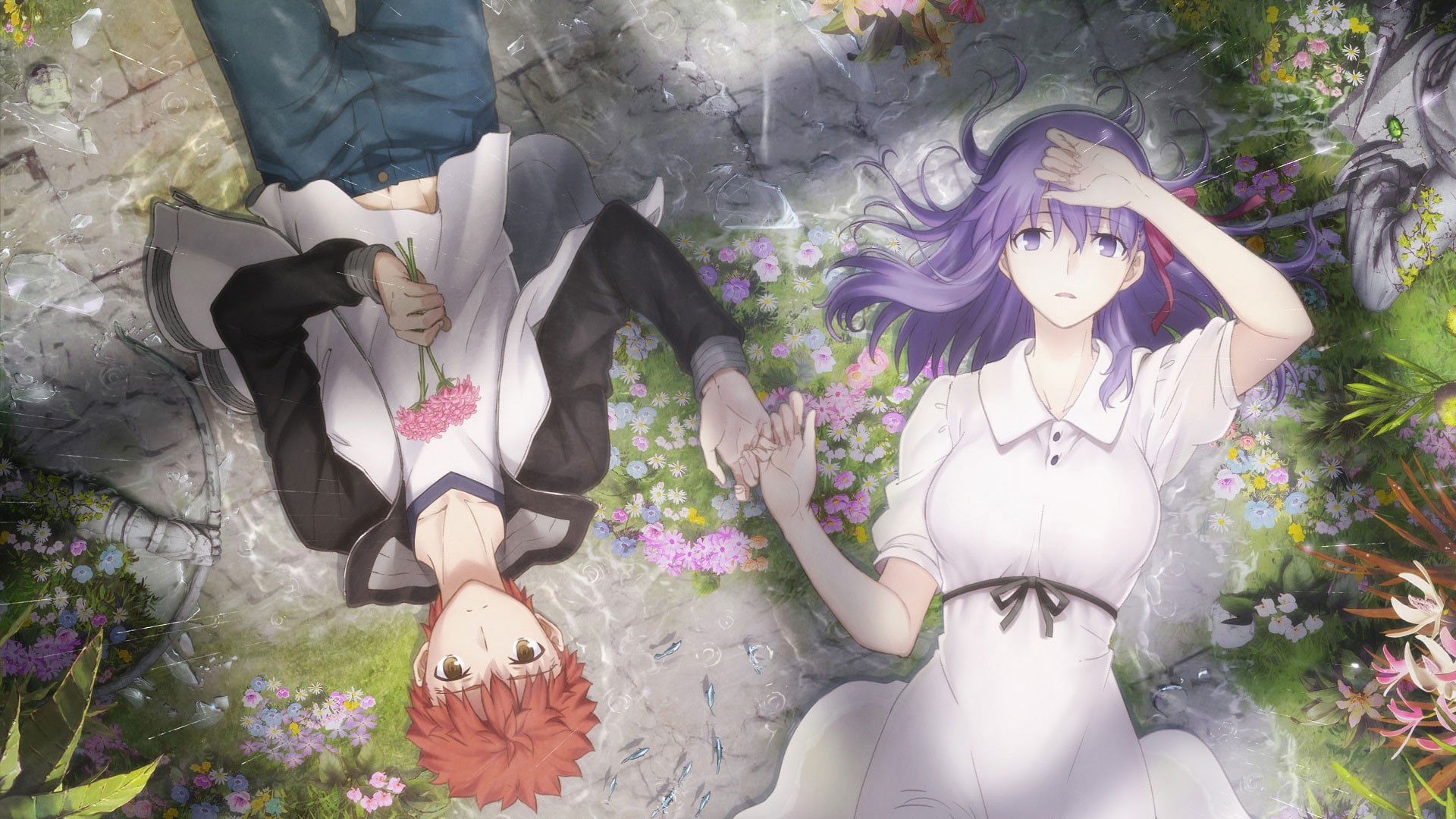 nature, flower, female likeness, outdoors, plant, Shirou Emiya, people, Fate/stay Night Movie: Heavens Feel, Fate Series, art and craft, Sakura Matou, religion, HD Wallpaper