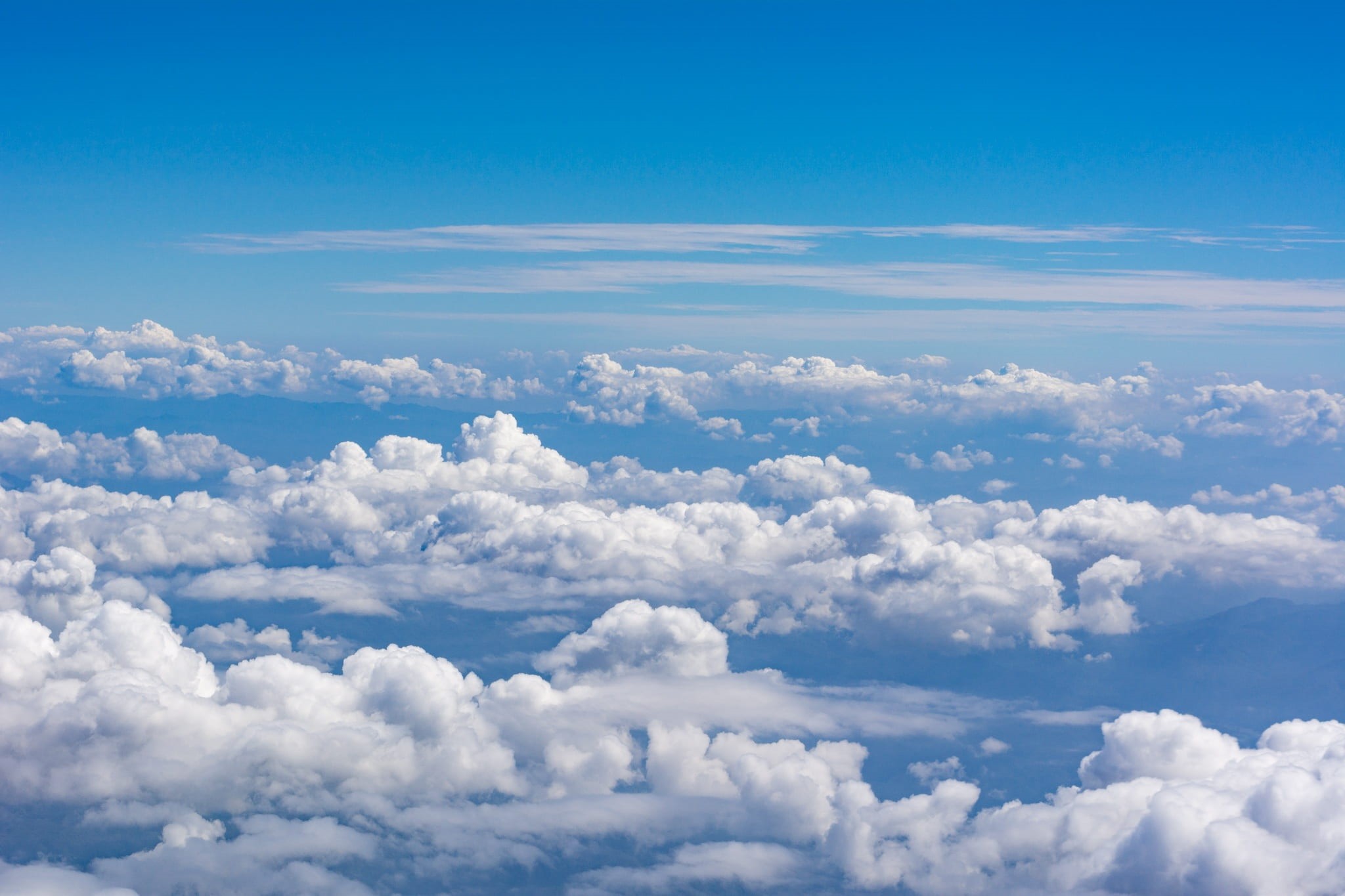 no people, meteorology, white color, beauty in nature, environment, tranquility, 1080P, cloud, nature, fluffy, sky, tranquil scene, blue sky background, HD Wallpaper