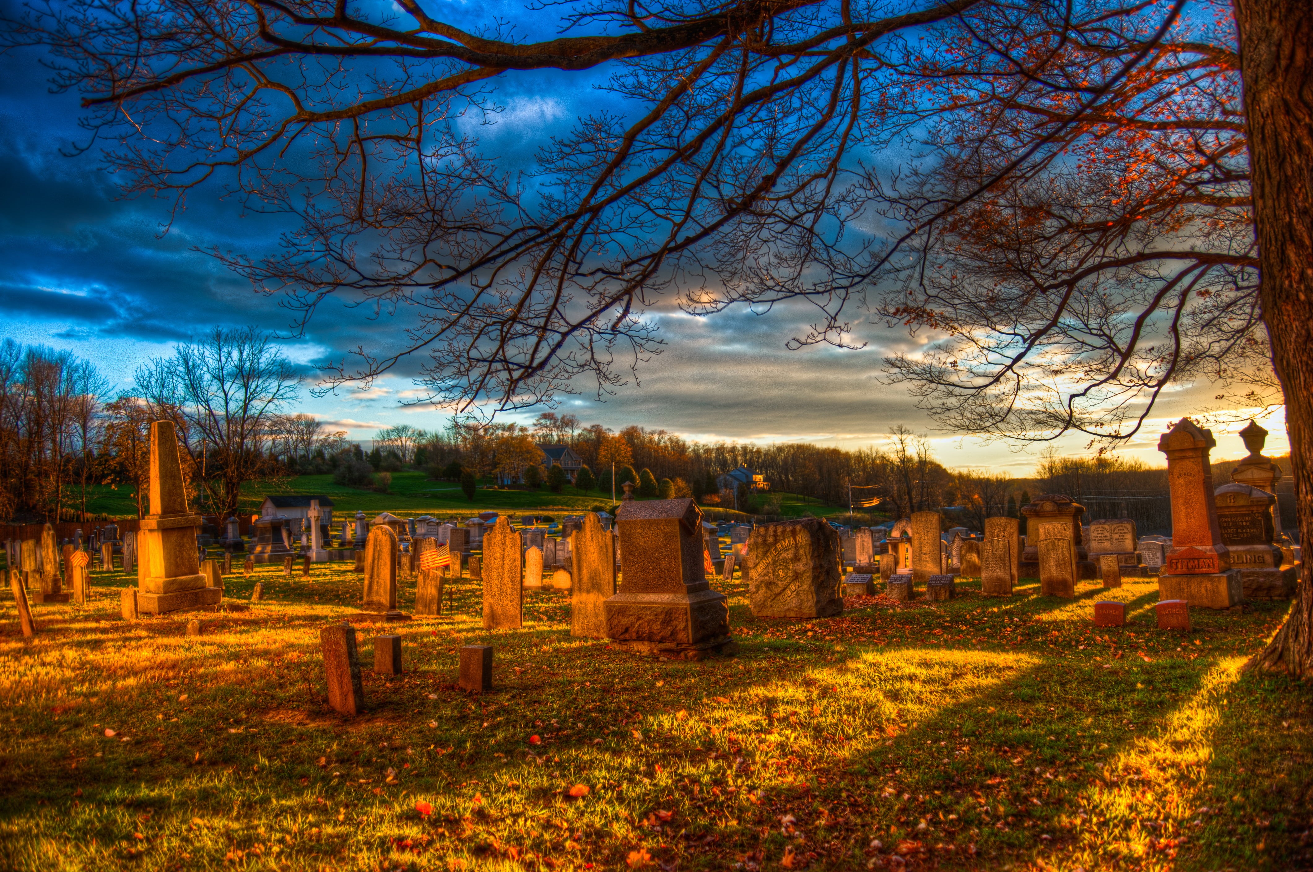 Night, 4K, Halloween, sunset, autumn, Kids, timelapse, Tombstones, New  Jersey, Grave, tombstone, tree, Friday  The  13th, Trick  or  Treat, photography, HD Wallpaper