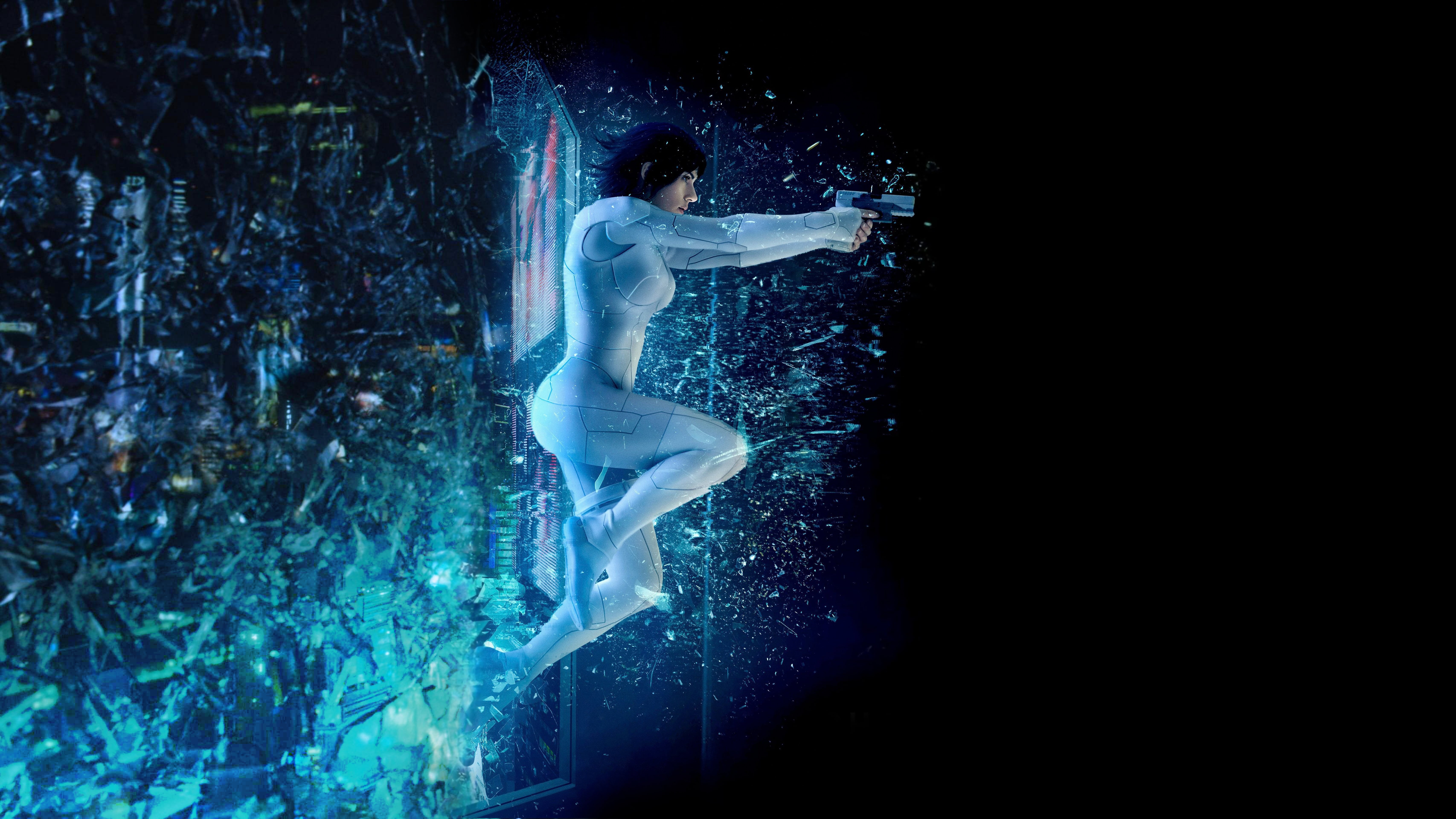night, women, leisure activity, adult, full length, ghost, one person, Kusanagi Motoko, young women, human arm, underwater, blue, digital composite, HD Wallpaper