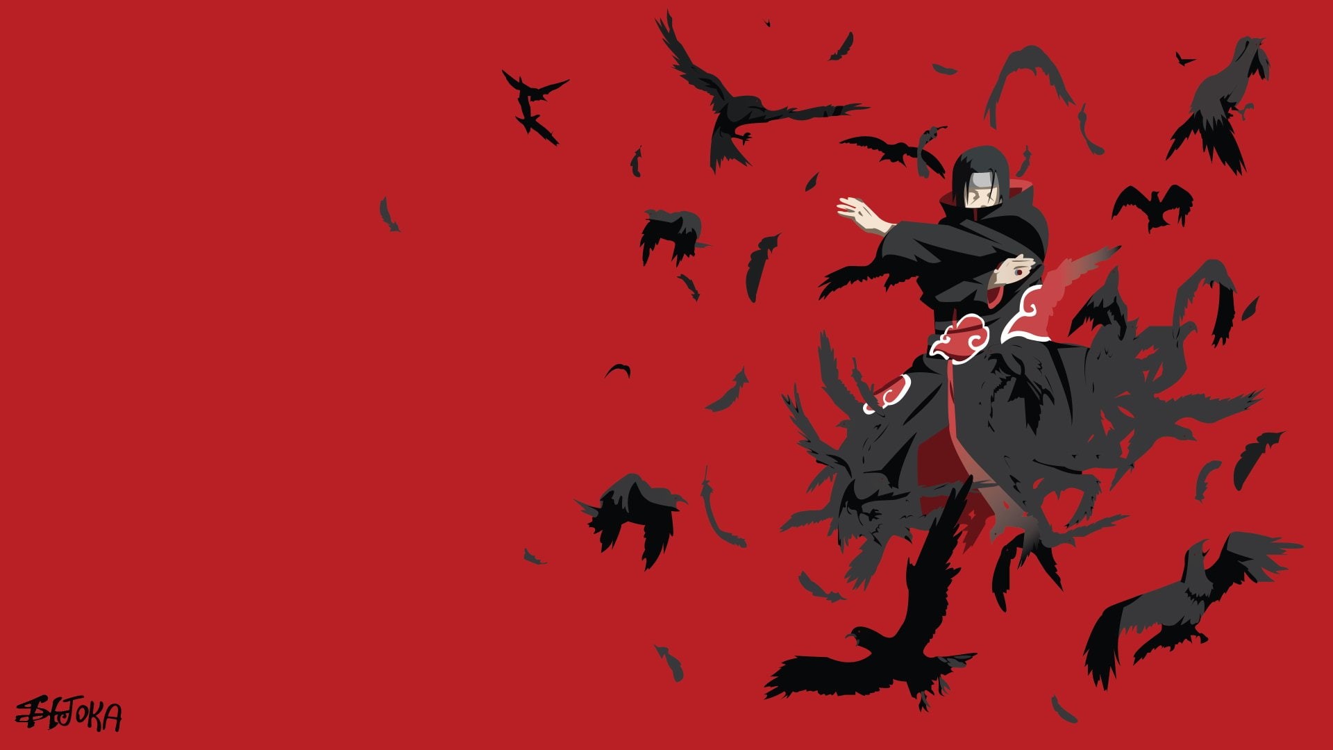 animals in the wild, Naruto, vertebrate, flying, group of animals, Itachi Uchiha, flock of birds, Anime, adult, motion, animal wildlife, red, nature, 1080P, HD Wallpaper