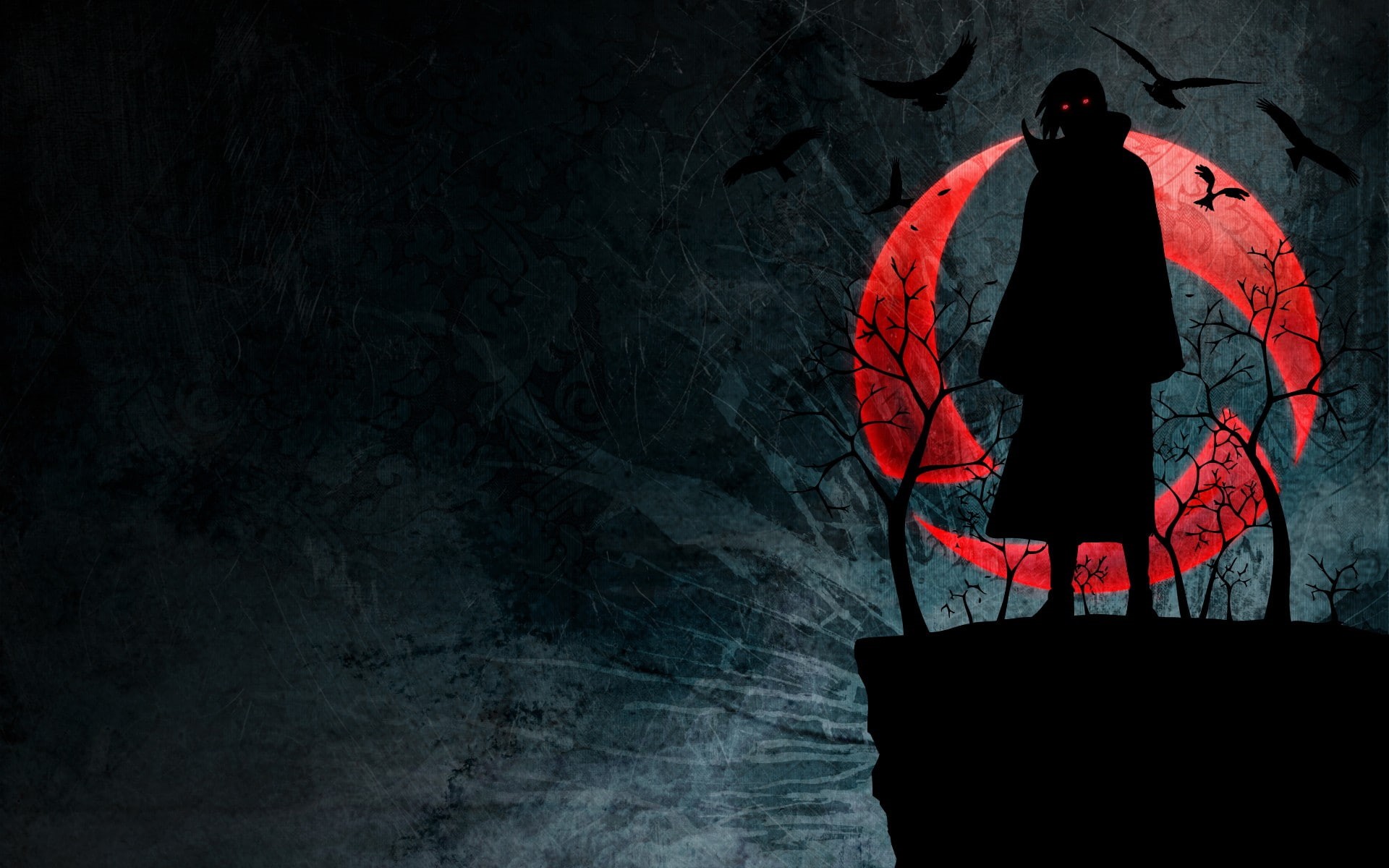 Sharingan, 1080P, silhouette, anime, Uchiha Itachi, Akatsuki, Naruto Shippuuden, HD Wallpaper