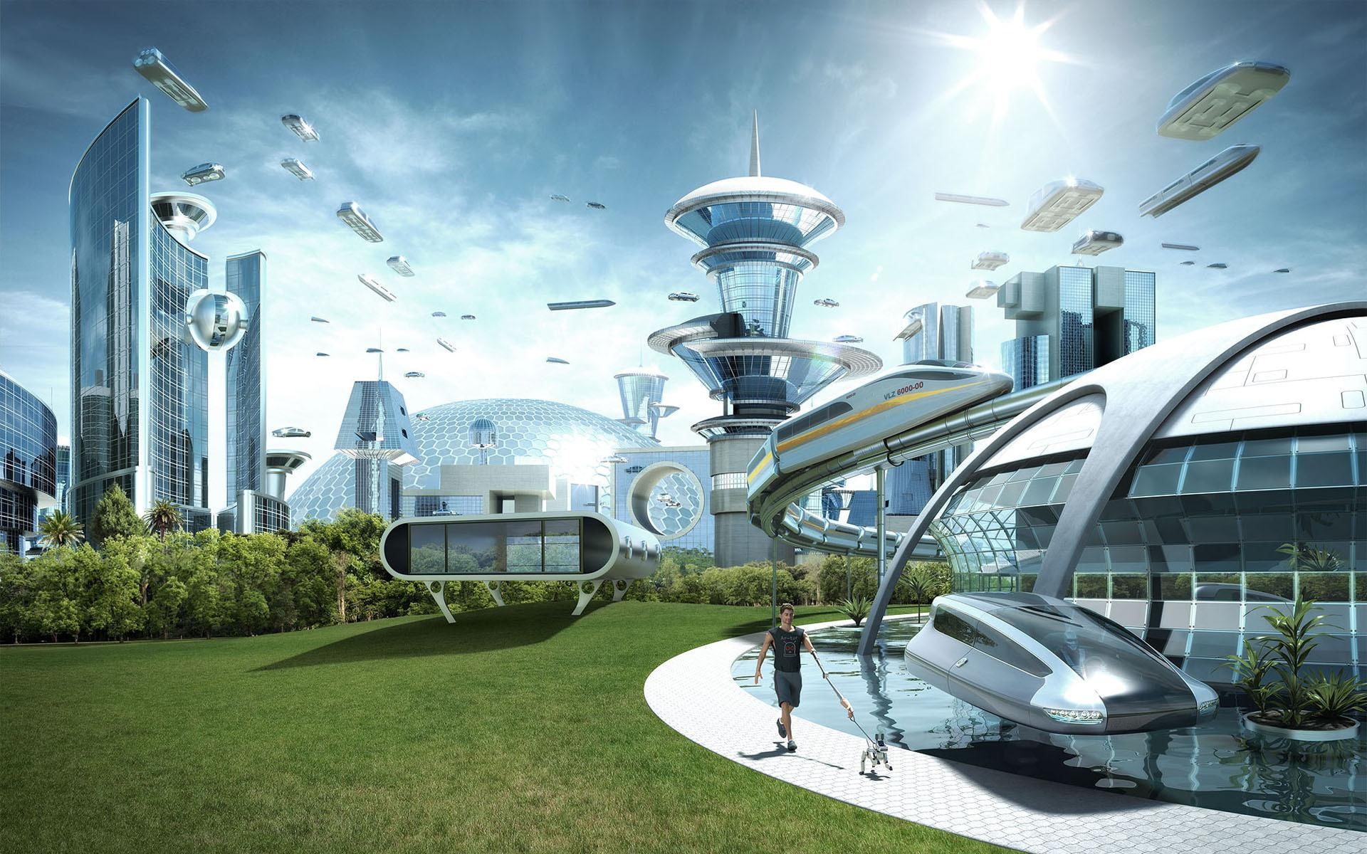 grass, 1080P, green, futuristic, city, future, cityscape, 1920x1200, fantasy, HD Wallpaper