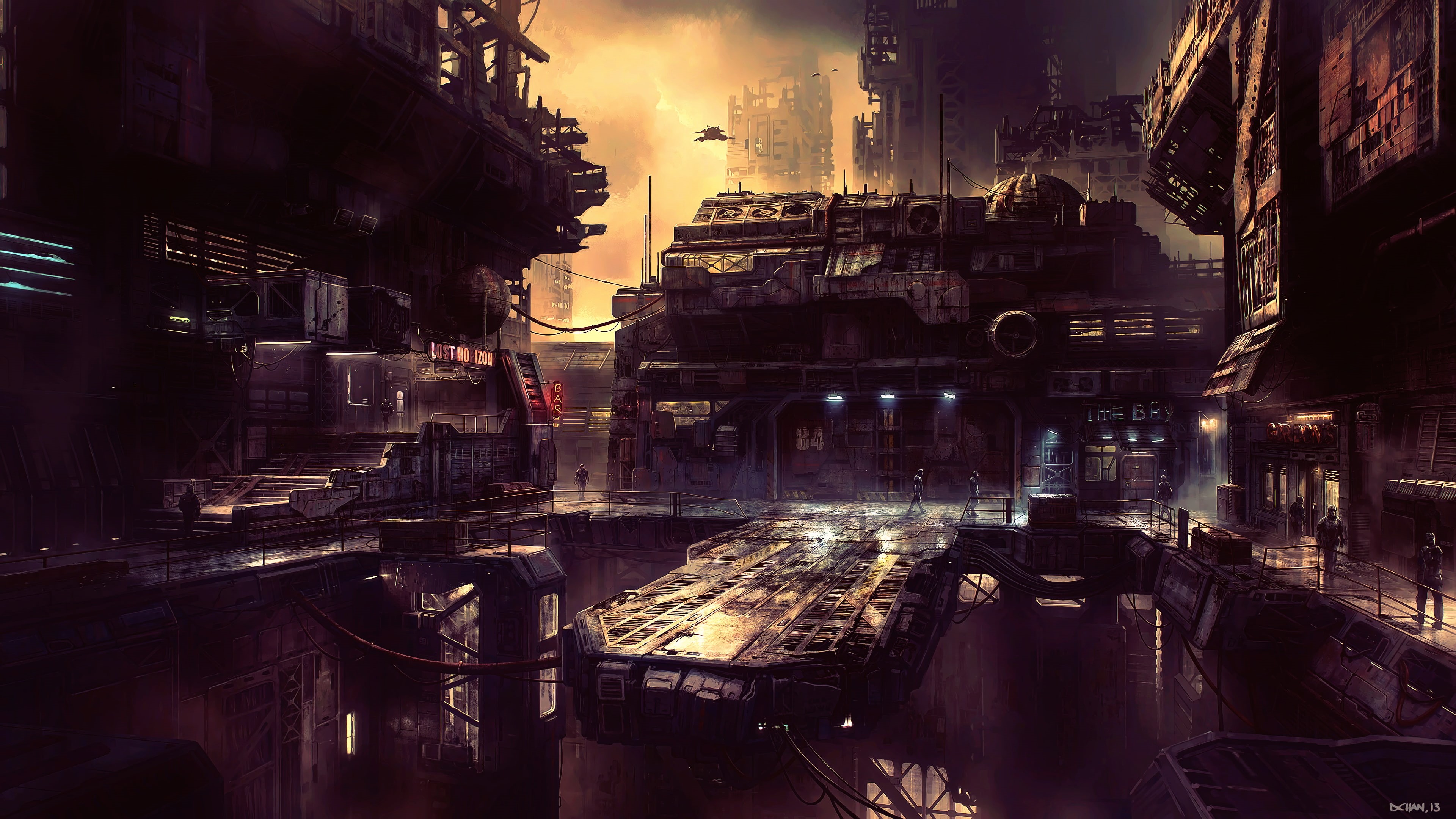 4k, digital art, 4K, science fiction, artist, scifi, city, artwork, future, hd, HD Wallpaper