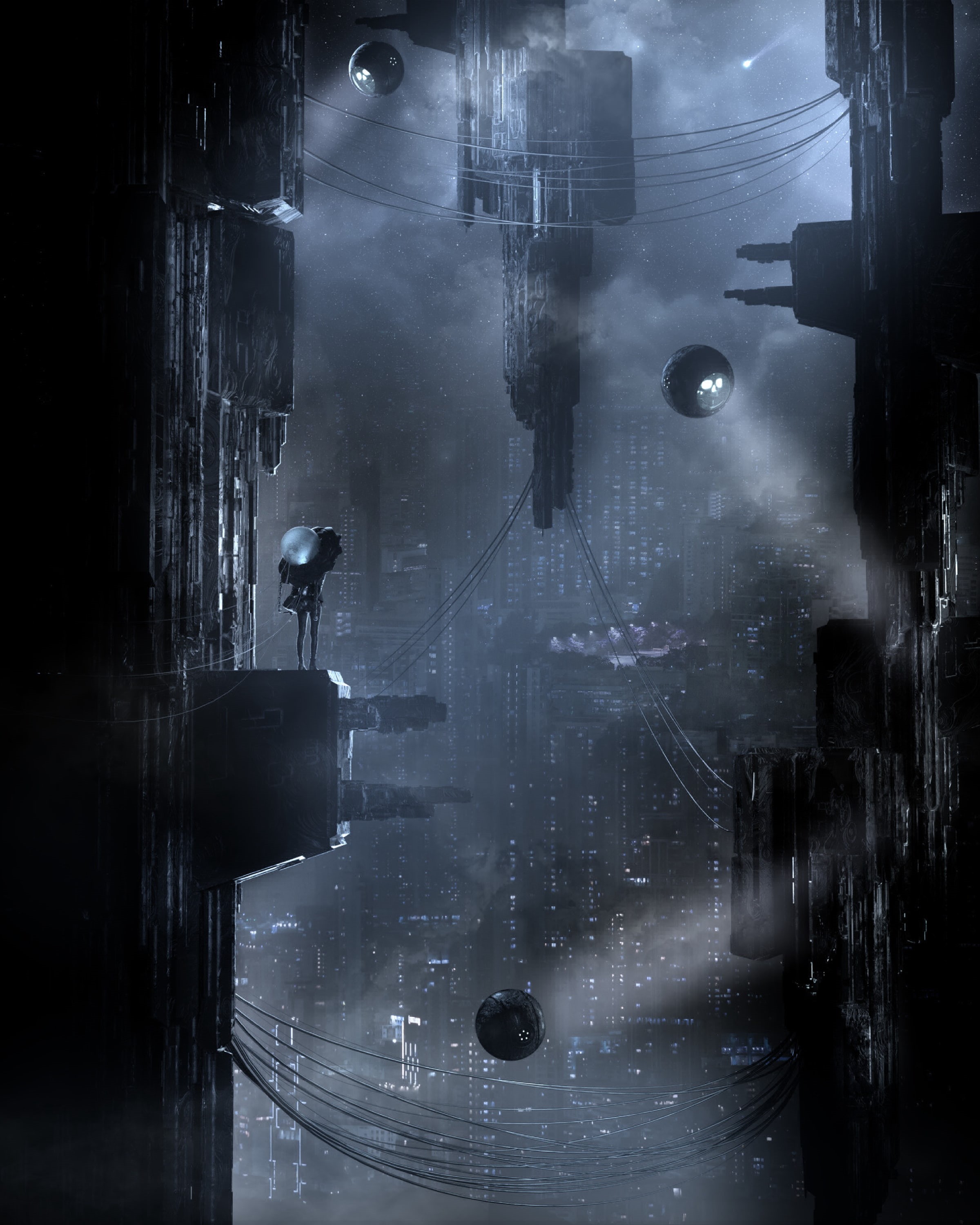 cyberpunk, city, futurism, 2K, dark, sci-fi, Phone HD Wallpaper