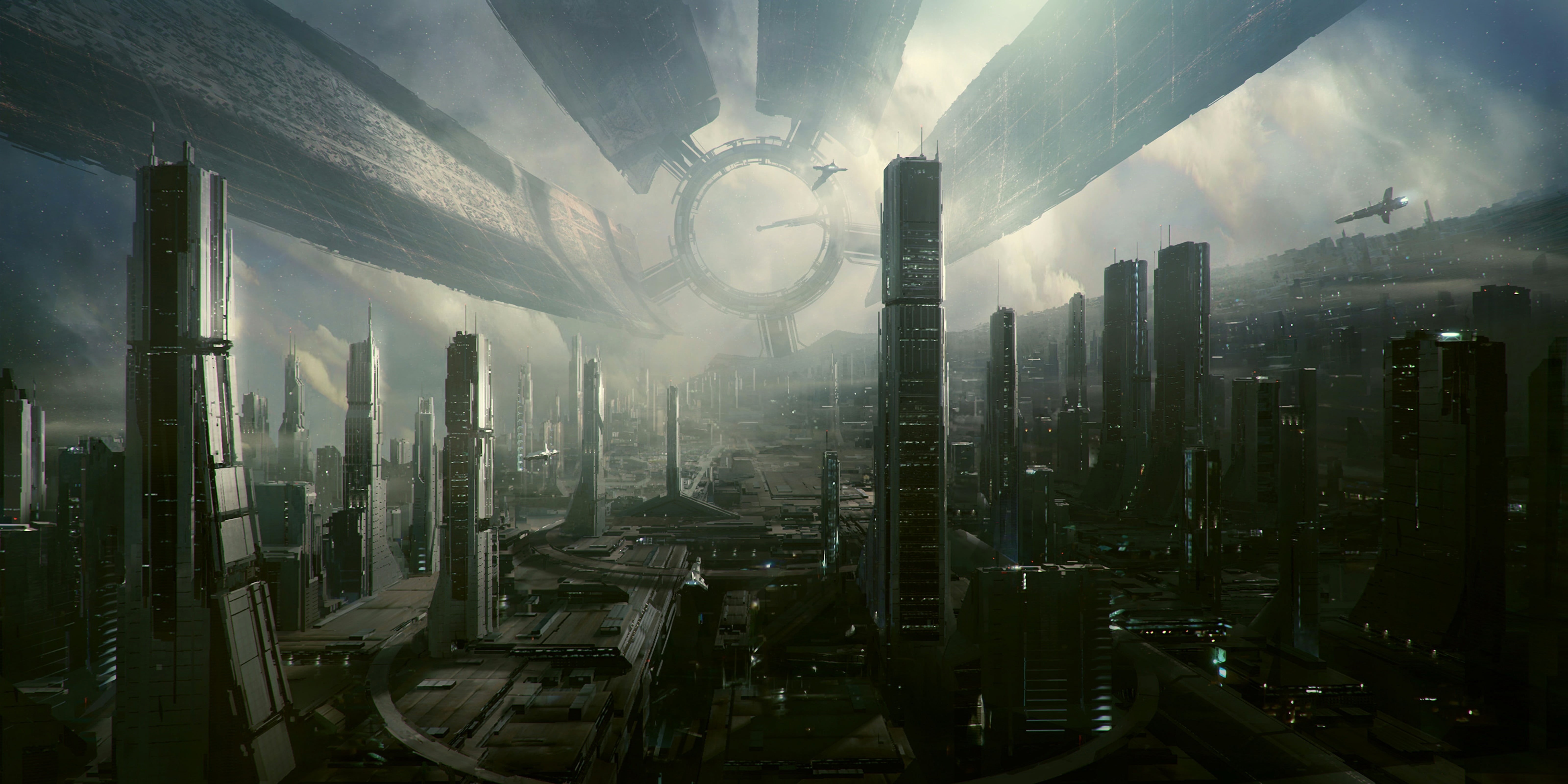 art, Hi Tech, Cities, 5K, Town, The city, graphics, Hi-Fi, the city of the future, HD Wallpaper