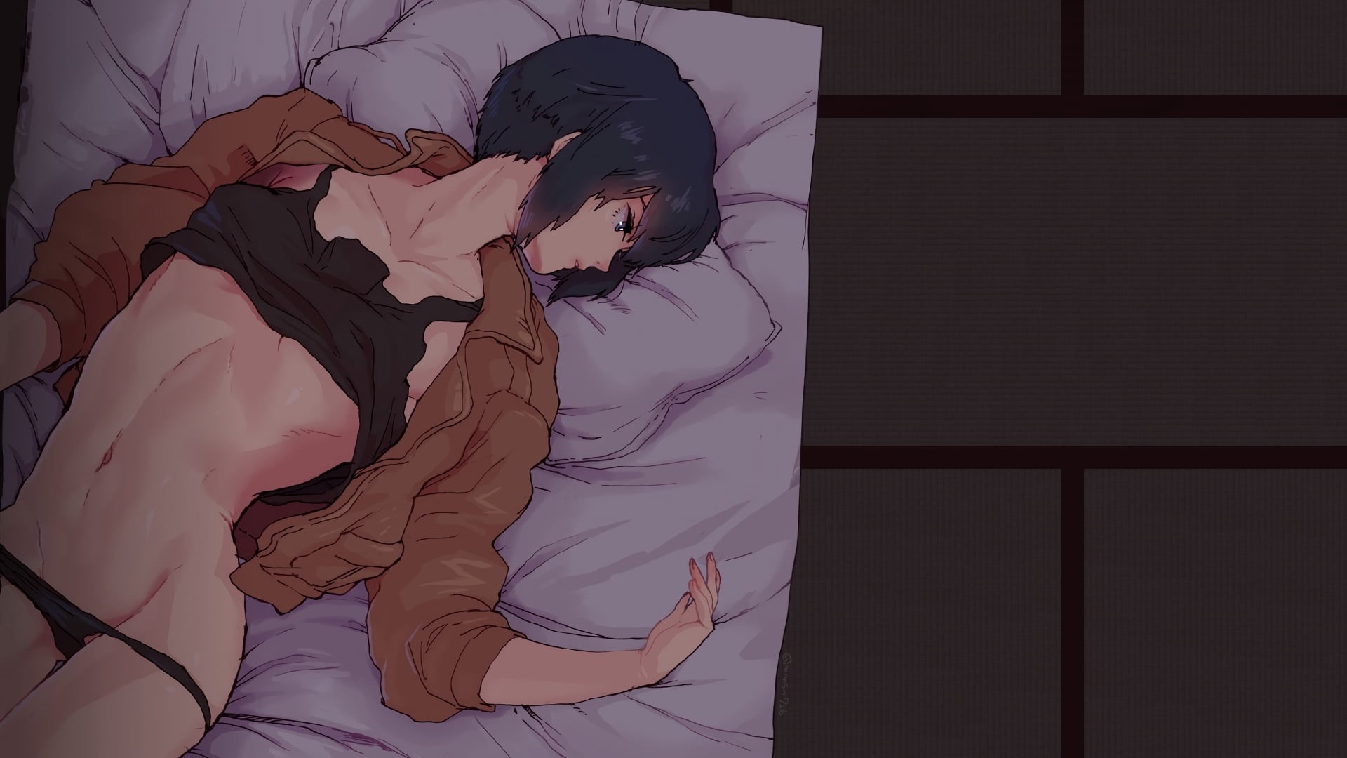 waist up, brunette, women, hairstyle, anime girls, shadow, anime, 1080P, home interior, hair, Kusanagi Motoko, architecture, lifestyles, real people, day, HD Wallpaper