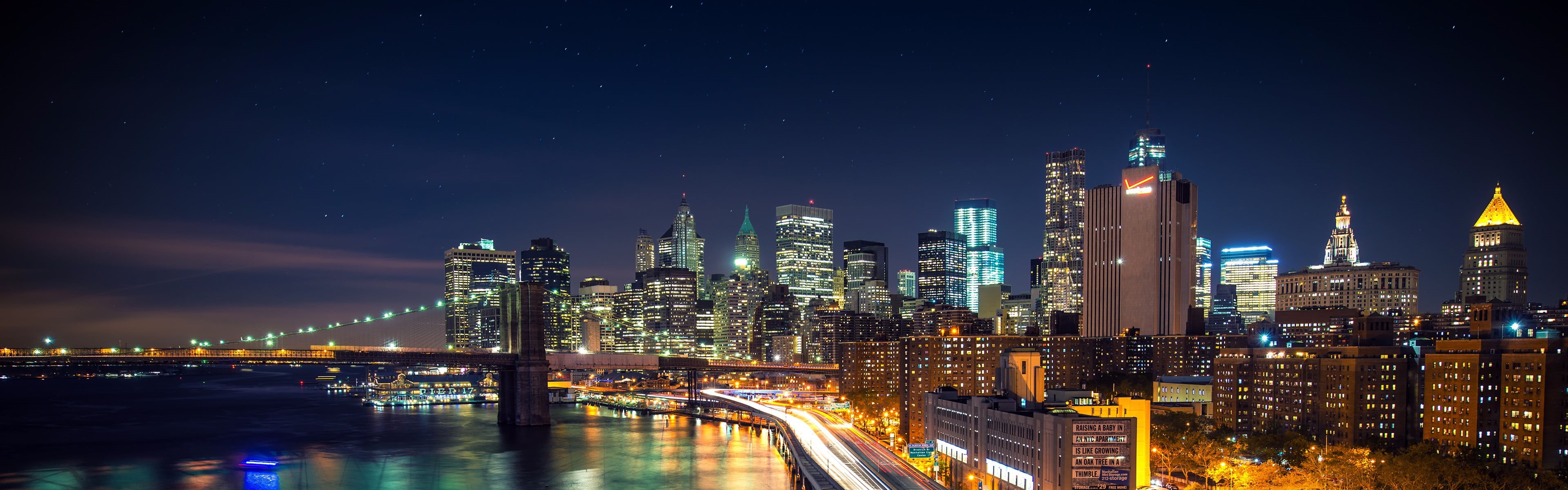 skyscraper, cityscape, development, modern, multiple display, transportation, office building exterior, building exterior, architecture, sky, night, residential district, HD Wallpaper
