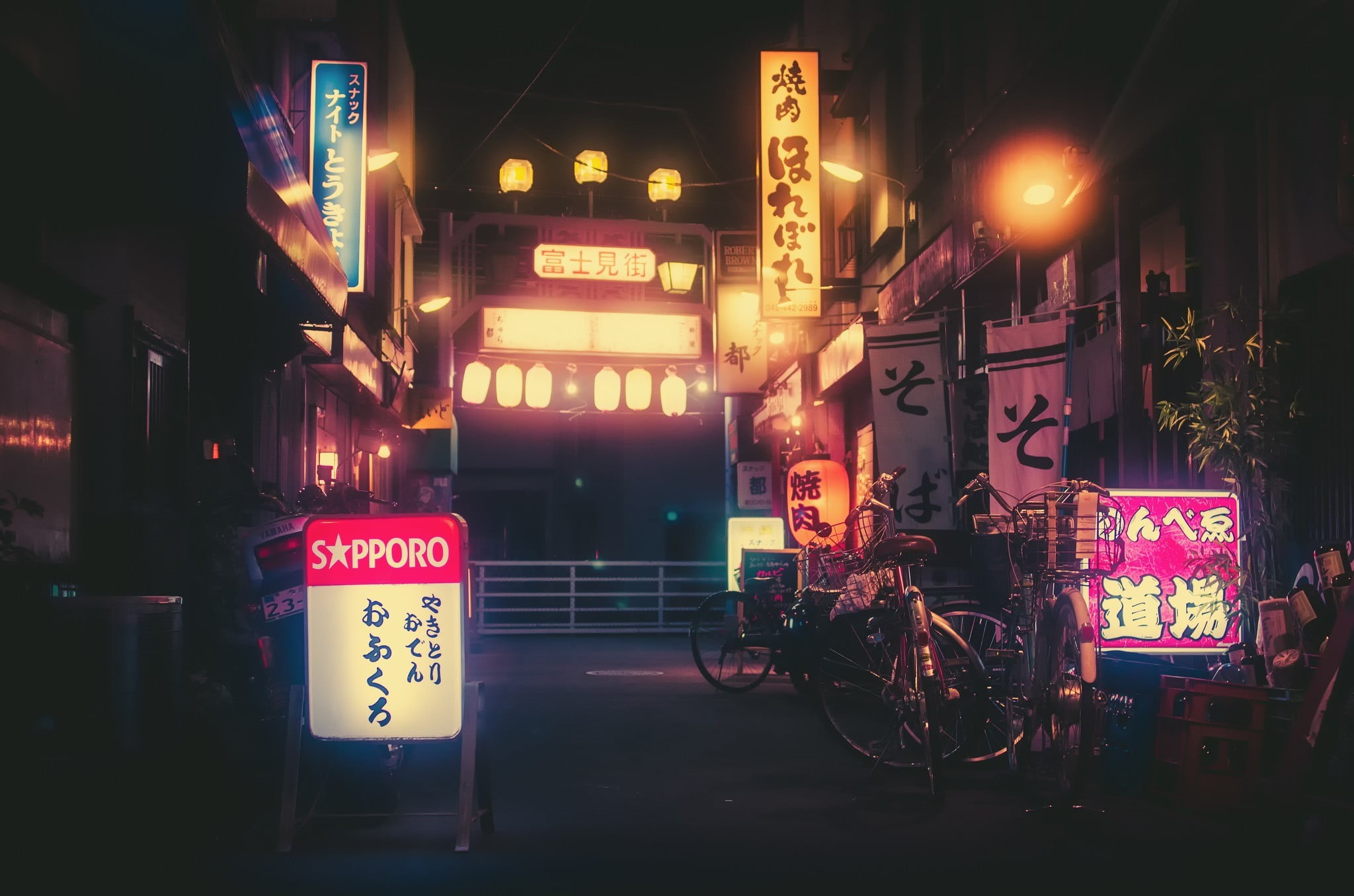 built structure, city, advertisement, commercial sign, information, script, led, text, illuminated, architecture, nightlife, assorted, kanji, 1080P, glowing, HD Wallpaper