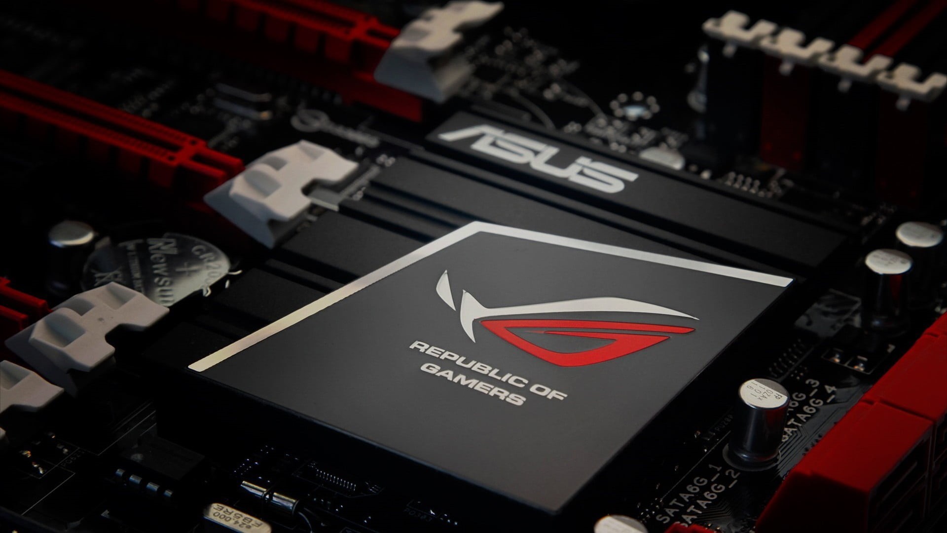 close-up, transportation, black, high angle view, text, shape, black color, ASUS, indoors, Republic of Gamers, 1080P, no people, motherboard, still life, HD Wallpaper