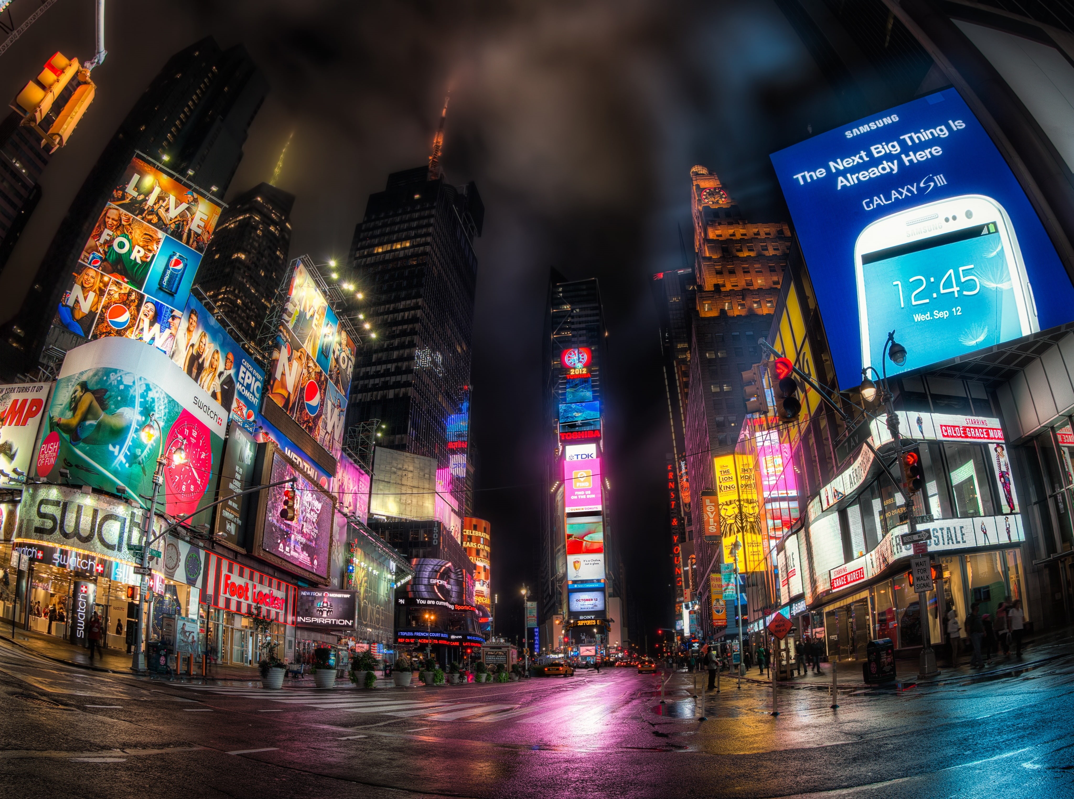 4K, script, travel destinations, Street, office building exterior, City, Mark, Lights, highrise, architecture, newyork, billboard, group of people, transportation, HD Wallpaper