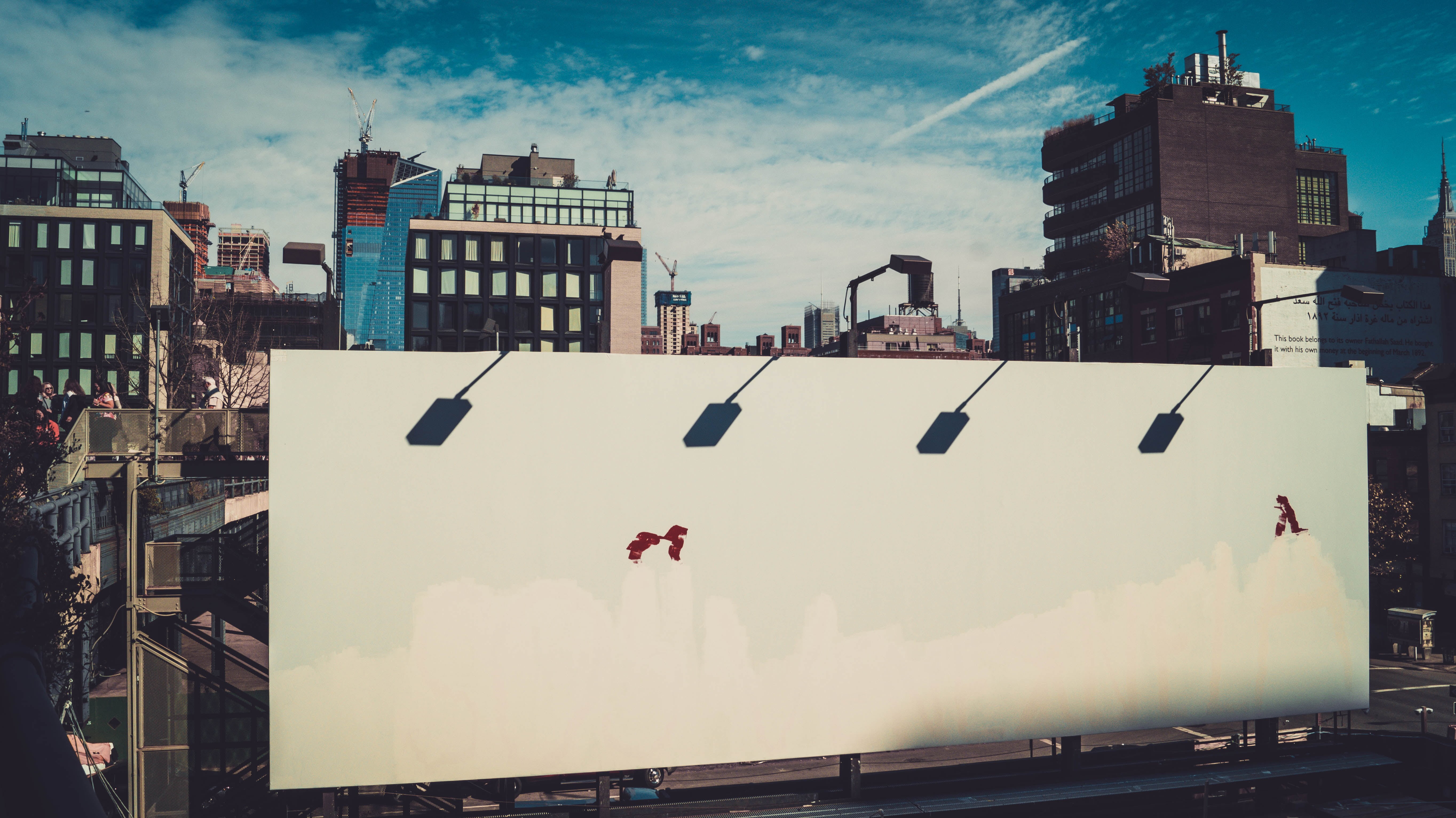 5K, built structure, New York City, billboards, grey, building, lifestyles, city, architecture, street, sky, no people, cloud - sky, residential district, HD Wallpaper